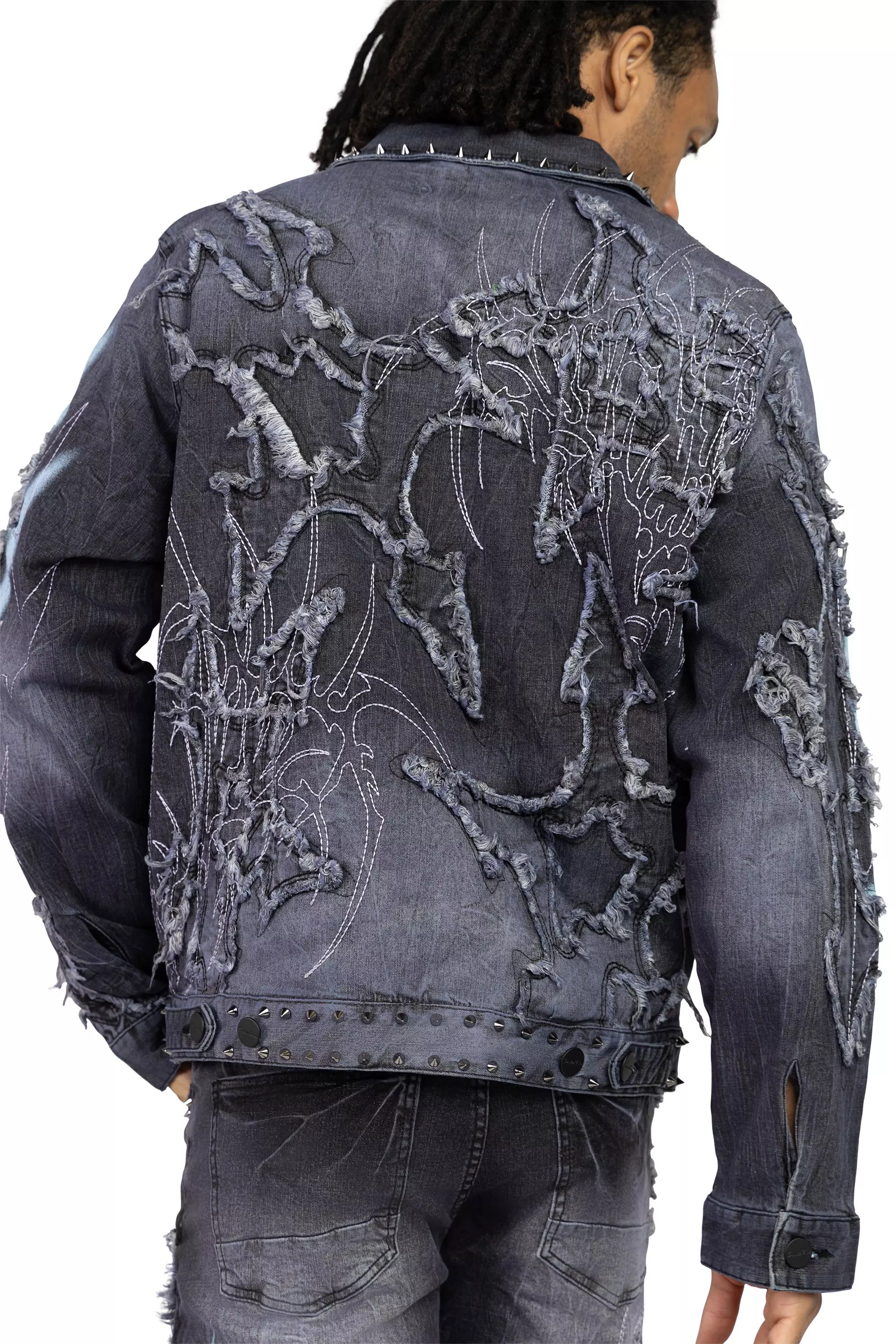Smoke Rise Men's Ascended Denim Jacket - Paisley Black - BLACK