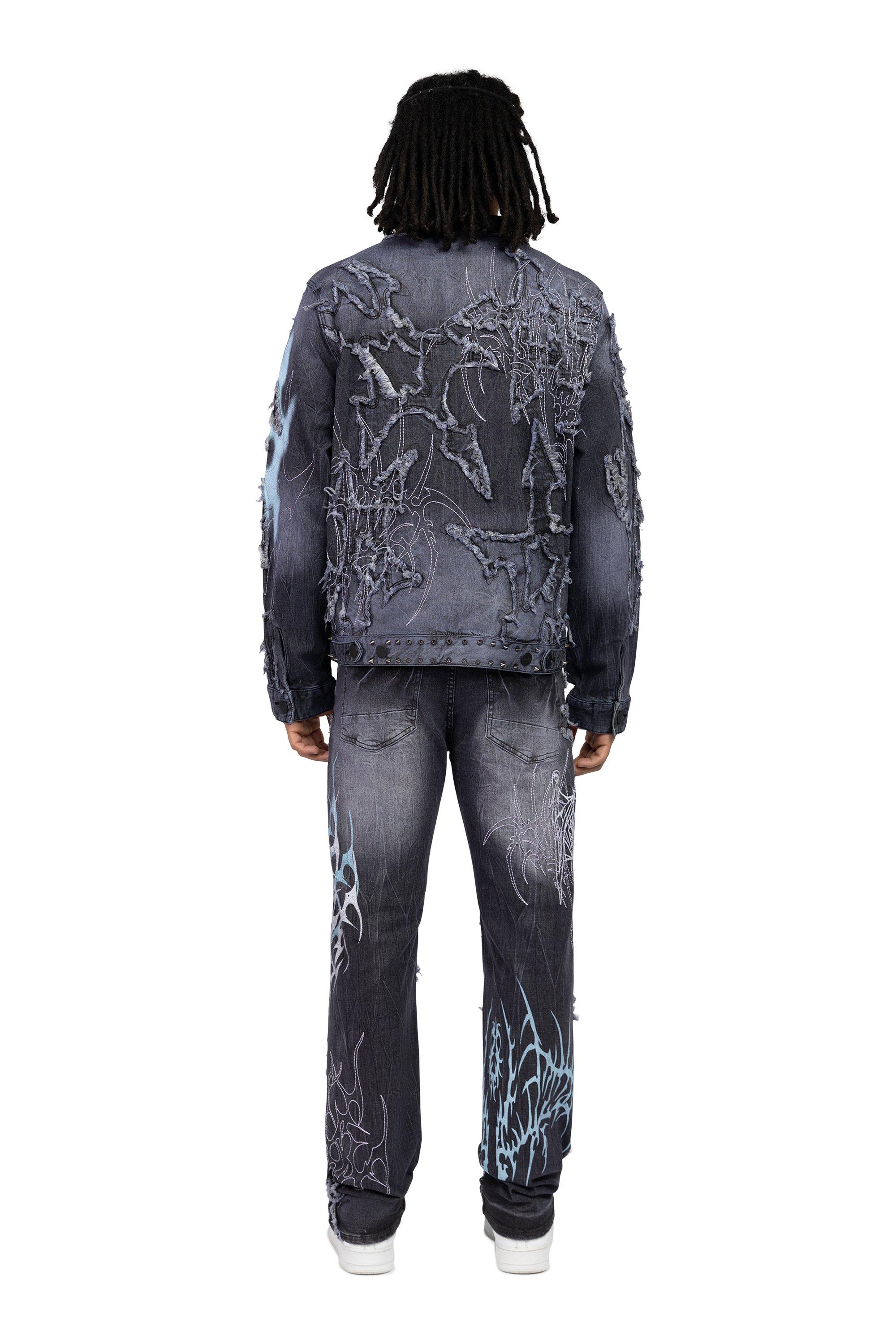 Smoke Rise Men's Ascended Denim Jacket - Paisley Black - BLACK Thumbnail View 4