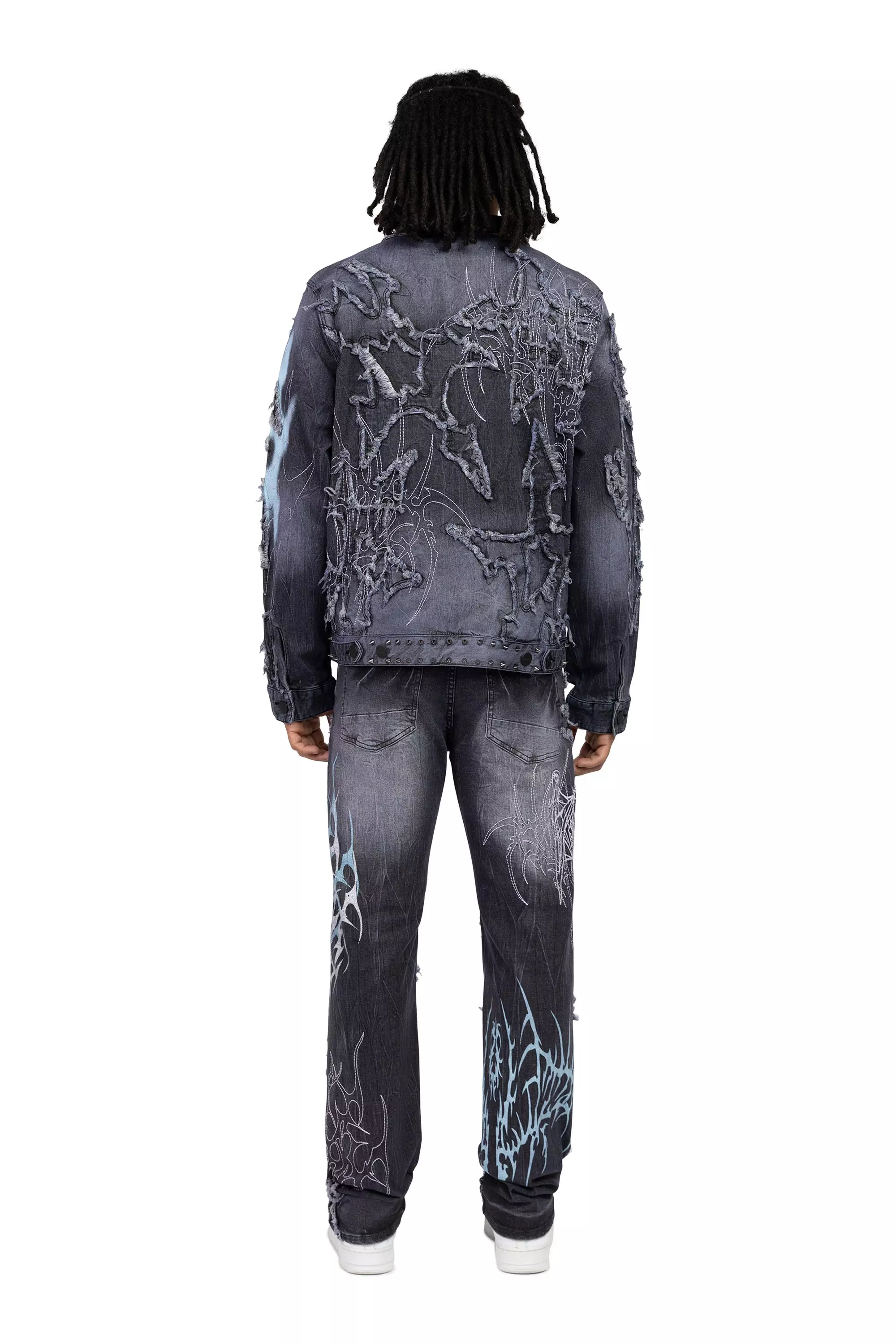 Smoke Rise Men's Ascended Denim Jacket - Paisley Black - BLACK