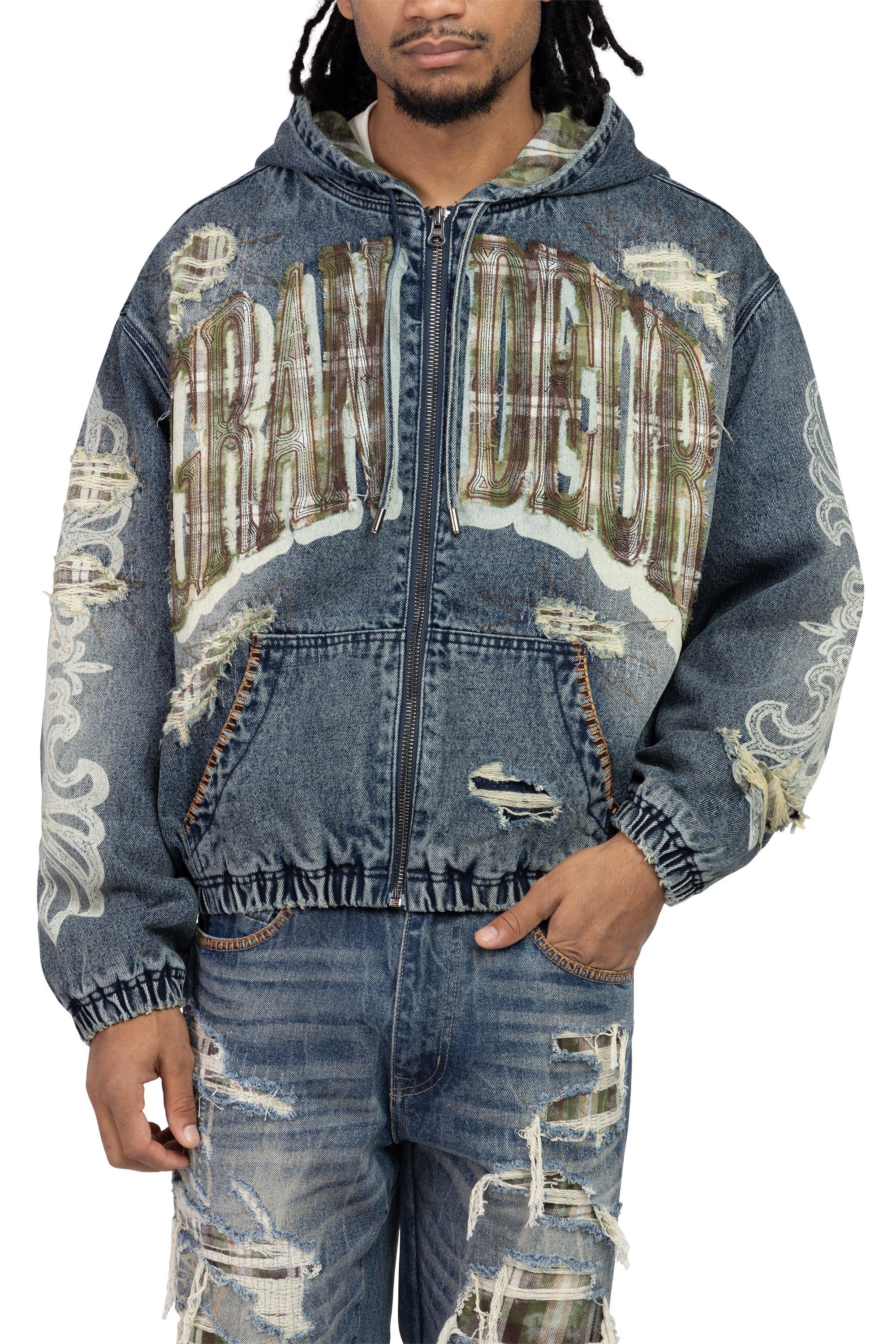 Smoke Rise Men's Grandeur Plaid Denim Jacket - Fordham Blue - BLUE Thumbnail View 1