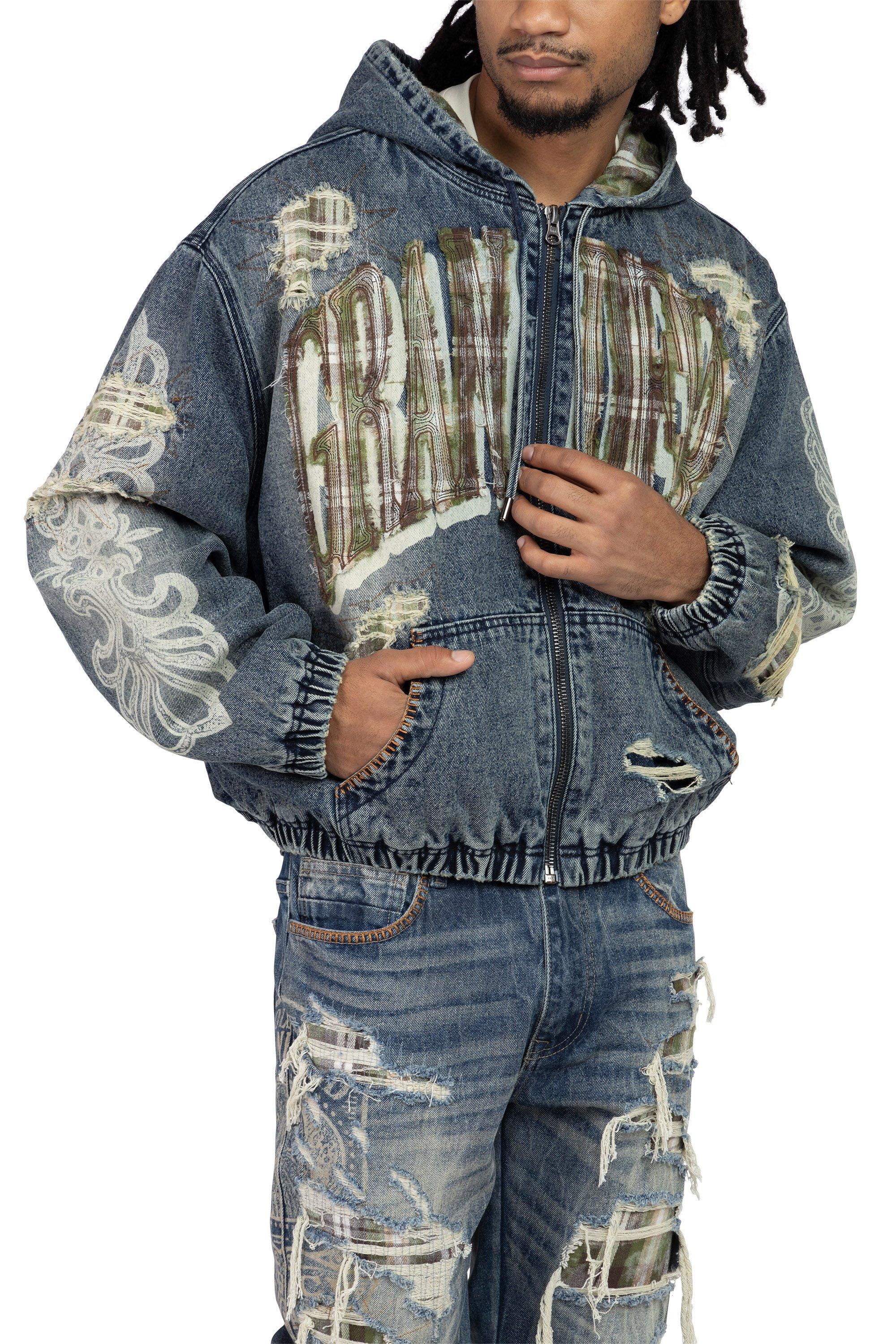 Smoke Rise Men's Grandeur Plaid Denim Jacket - Fordham Blue - BLUE Thumbnail View 3