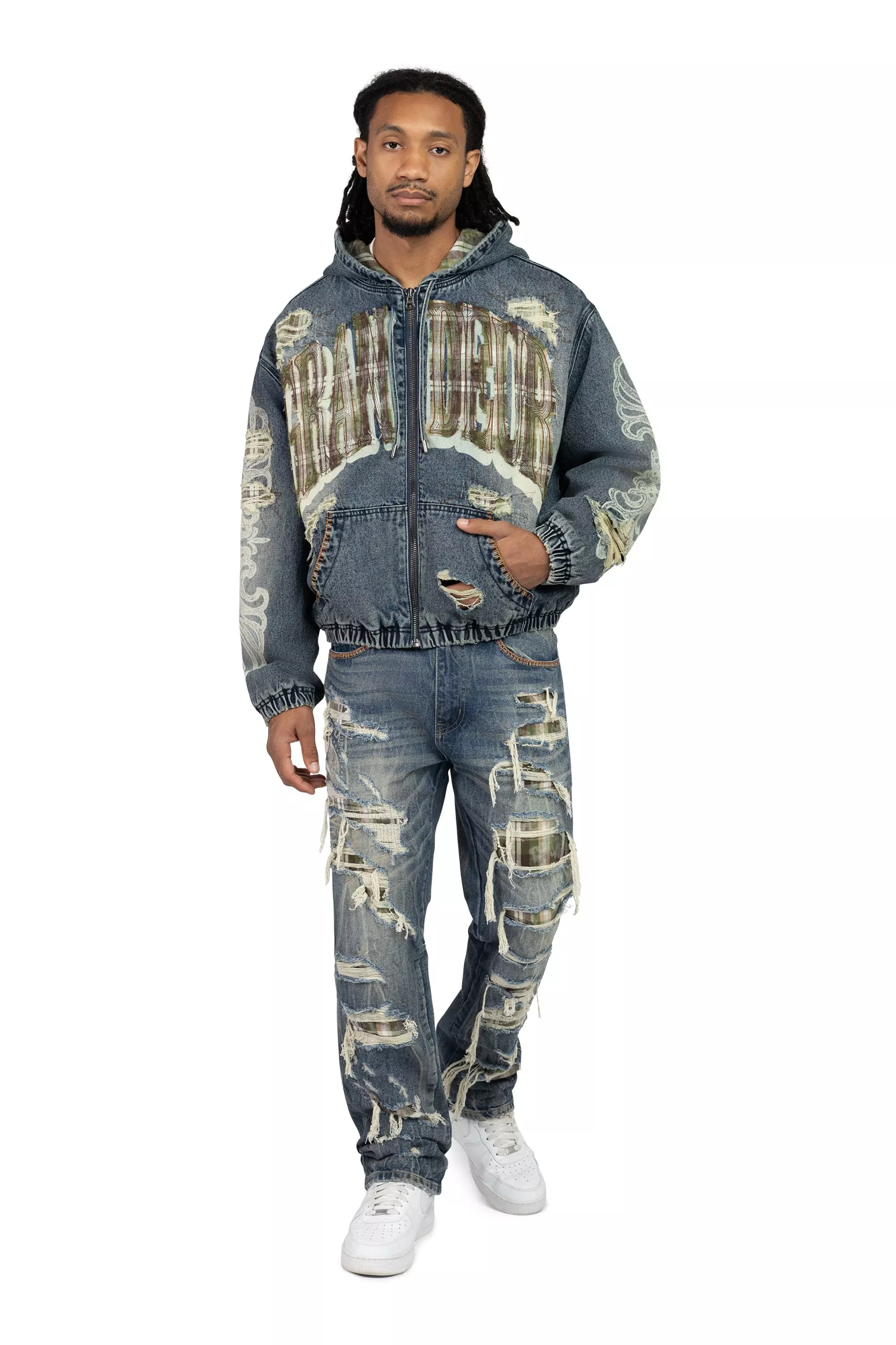 Smoke Rise Men's Grandeur Plaid Denim Jacket - Fordham Blue - BLUE