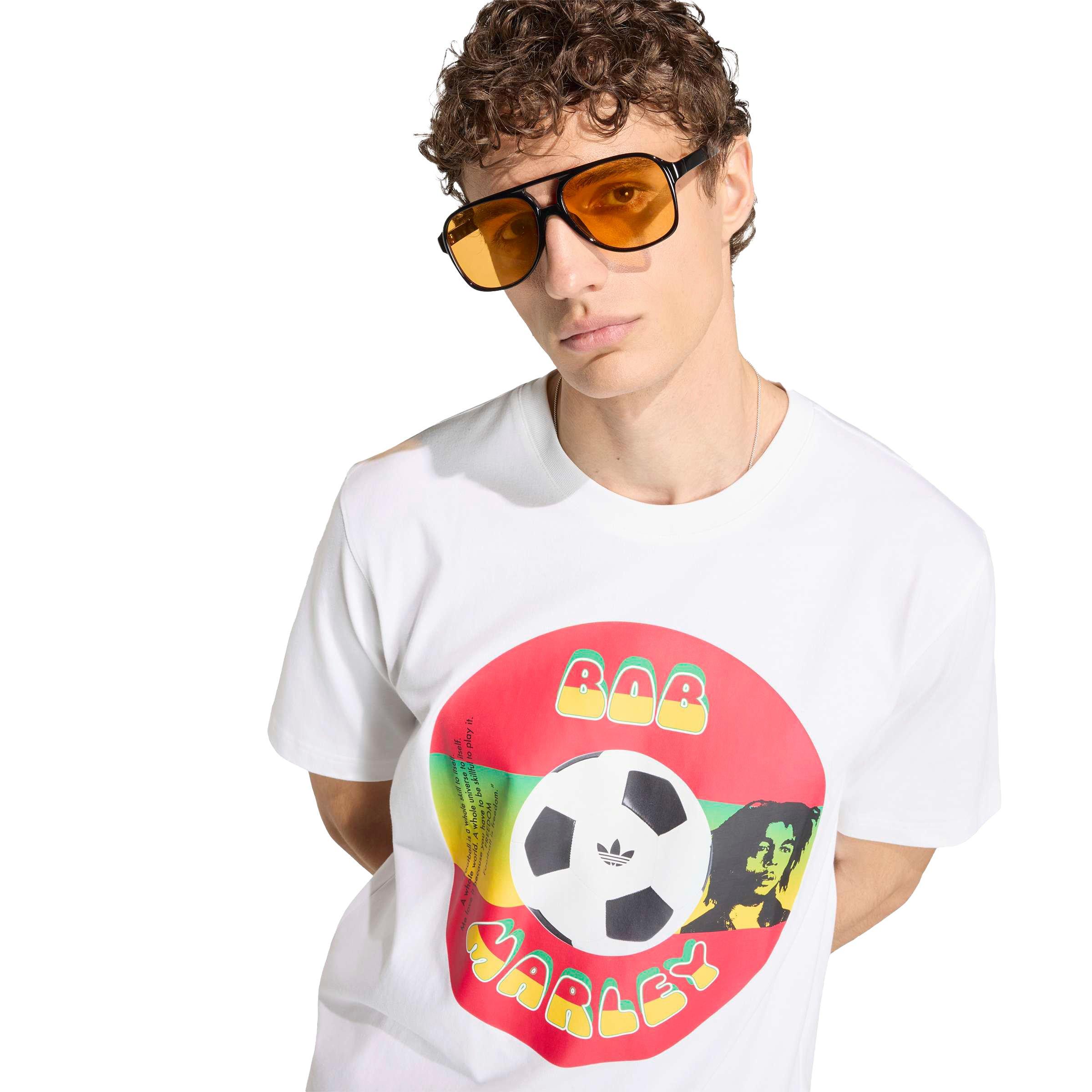 adidas Originals Bob Marley Men's T-Shirt - White - WHITE Thumbnail View 5