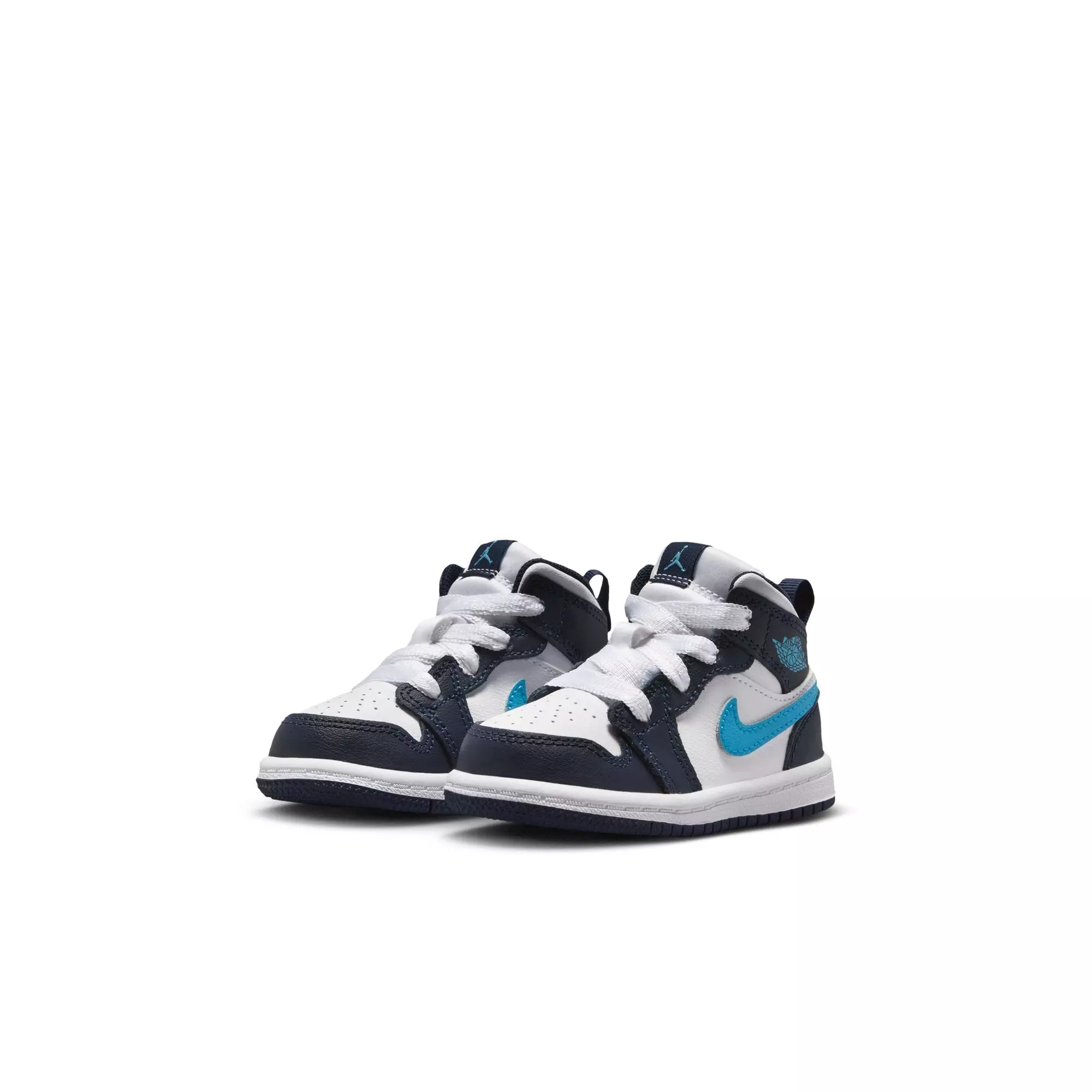 Jordan 1 Mid "Obsidian/Dk Powder Blue/White" Toddler Boys' Shoe - BLUE/WHITE