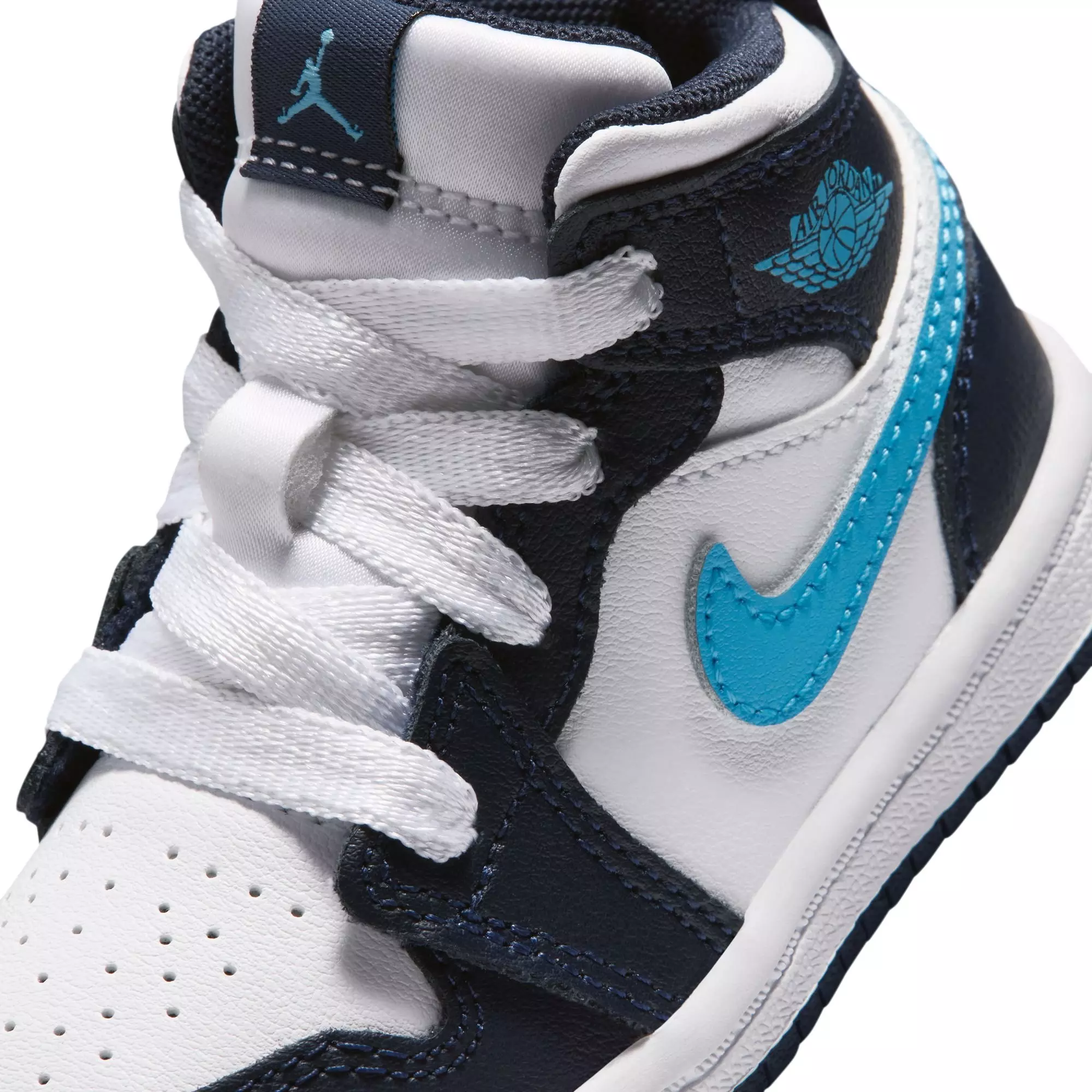 Jordan 1 Mid "Obsidian/Dk Powder Blue/White" Toddler Boys' Shoe - BLUE/WHITE