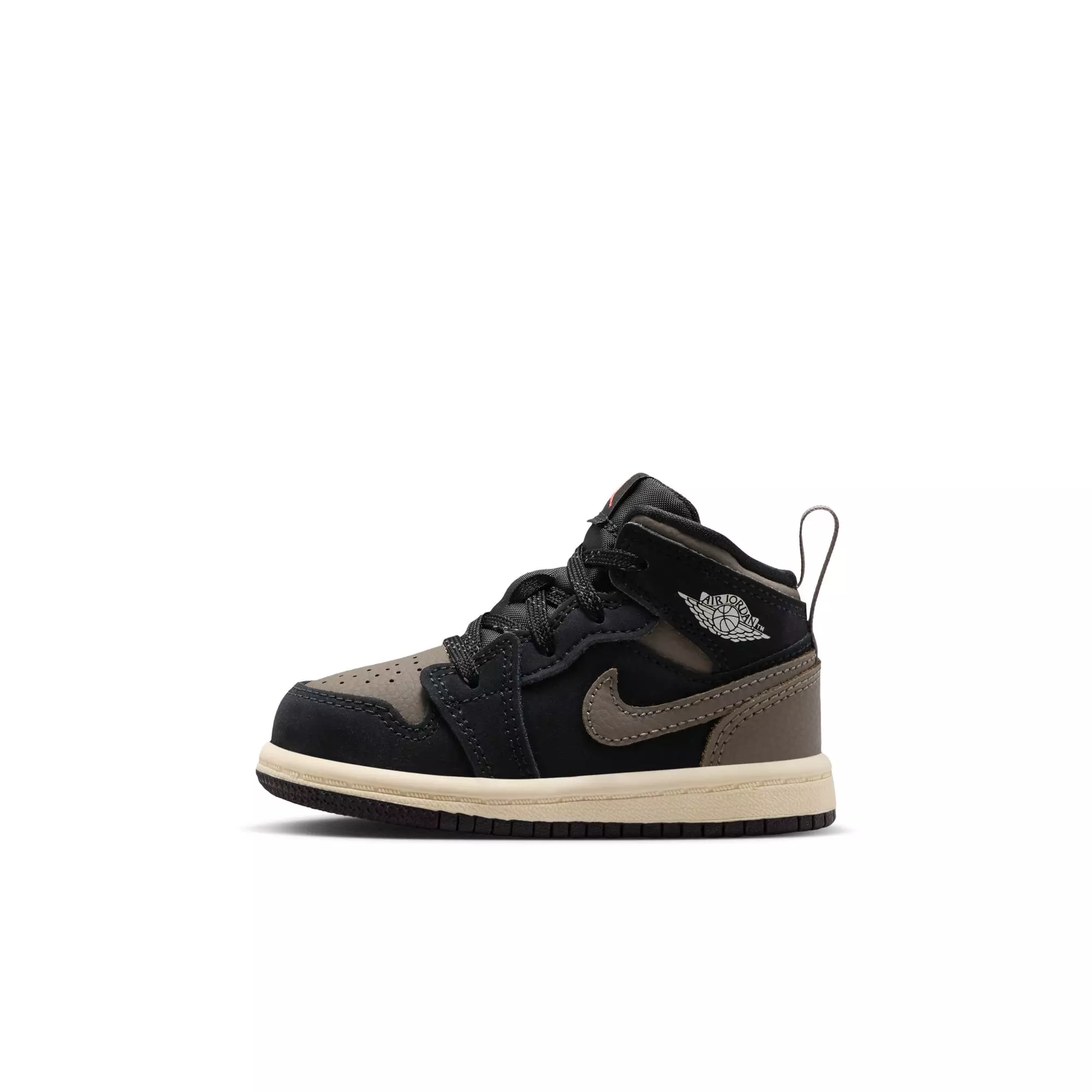 Jordan 1 Mid SE "Black/Olive Grey/Lt Wild Mango/Muslin" Toddler Boys' Shoe - BLACK/OLIVE