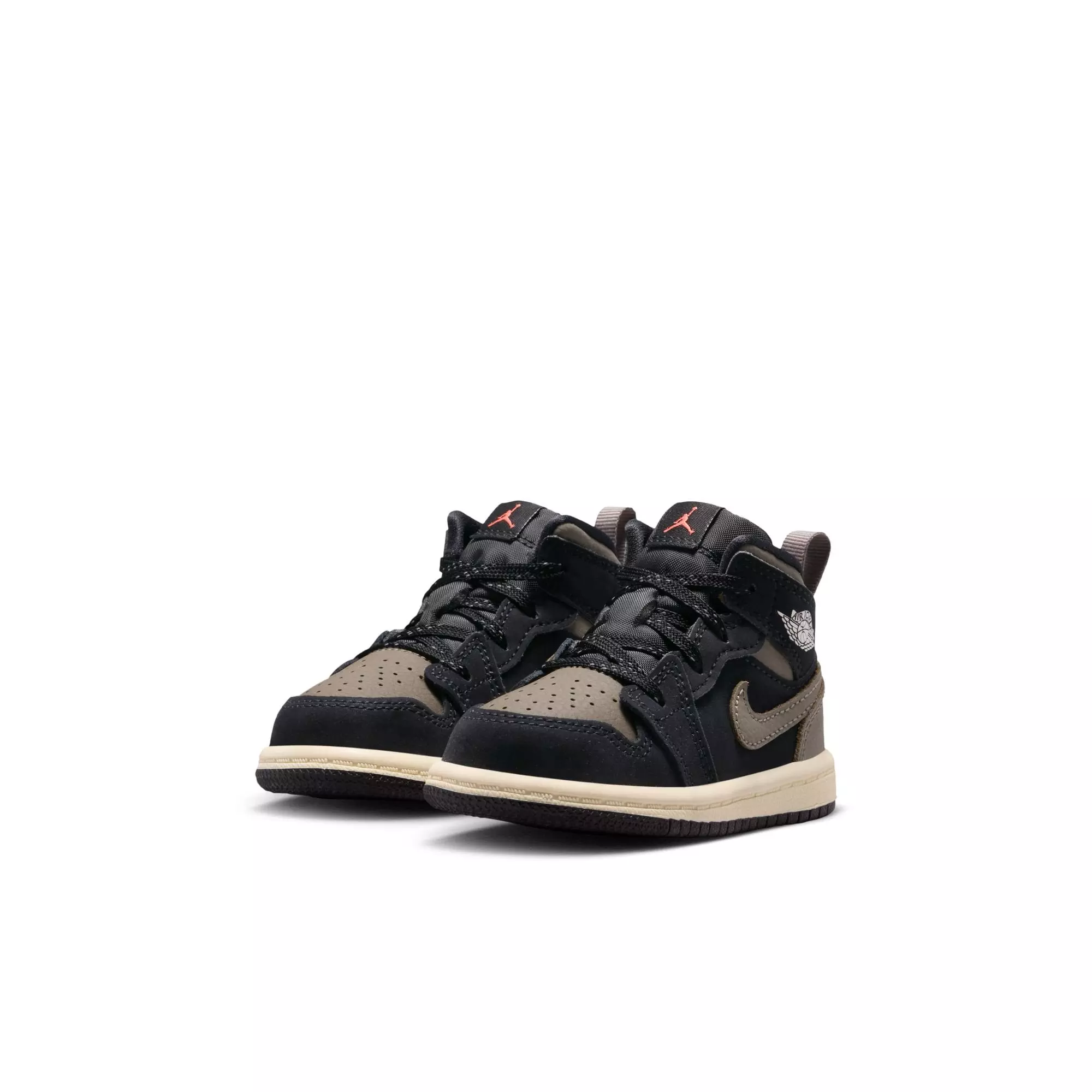 Jordan 1 Mid SE "Black/Olive Grey/Lt Wild Mango/Muslin" Toddler Boys' Shoe - BLACK/OLIVE