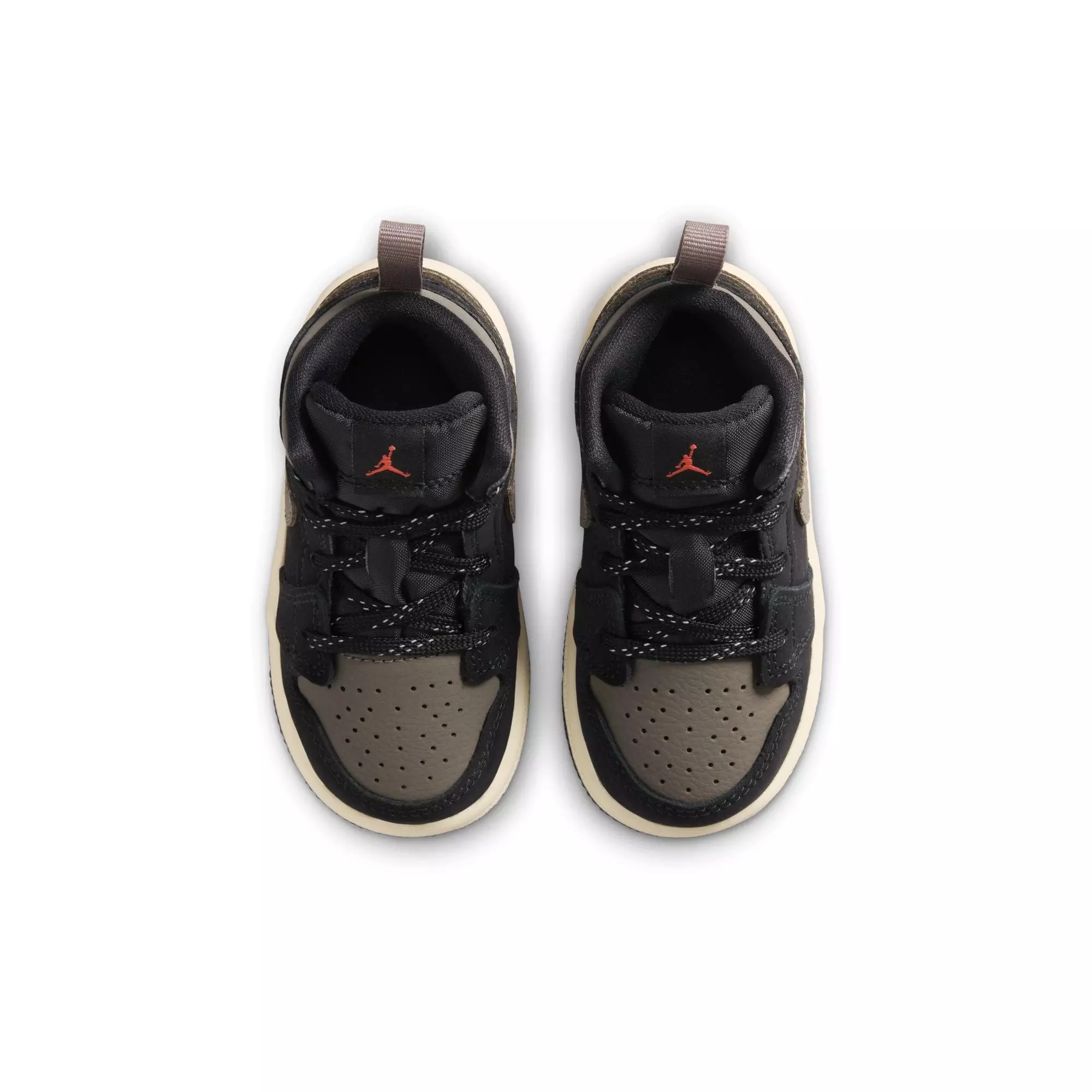 Jordan 1 Mid SE "Black/Olive Grey/Lt Wild Mango/Muslin" Toddler Boys' Shoe - BLACK/OLIVE