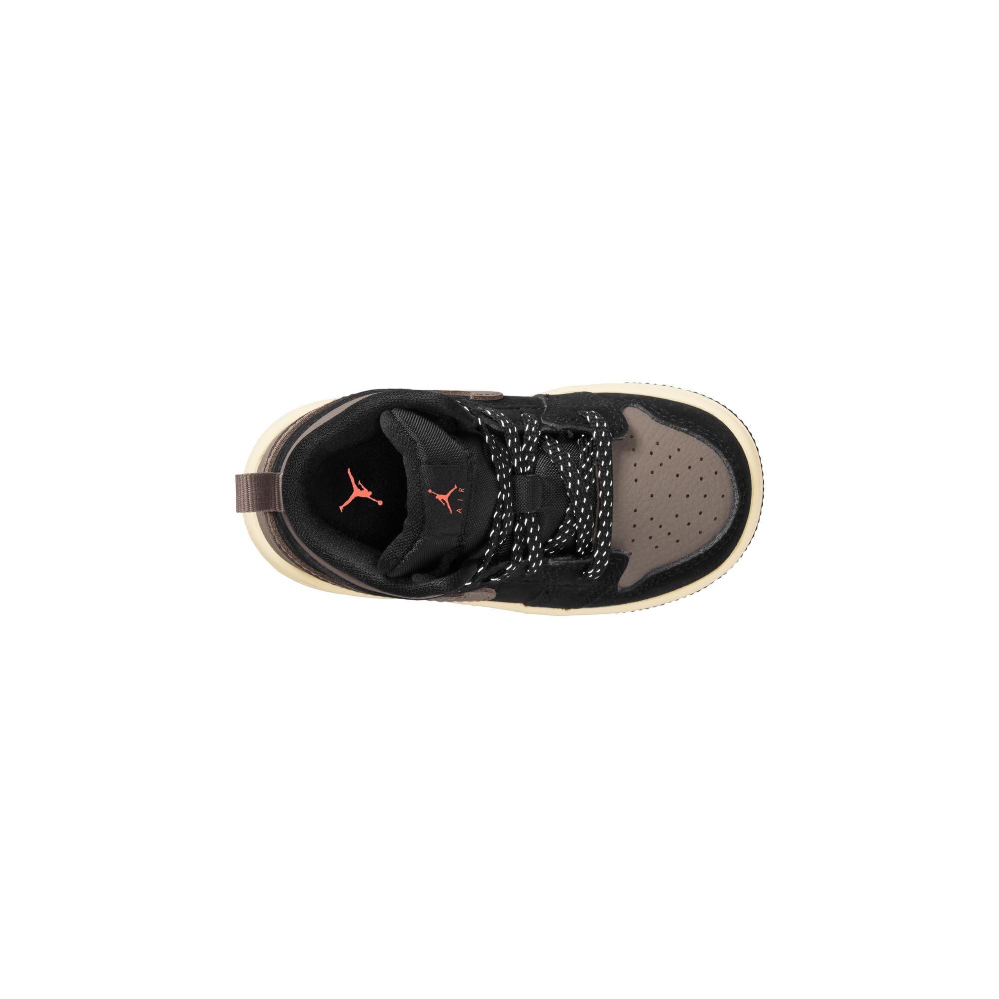 Jordan 1 Mid SE "Black/Olive Grey/Lt Wild Mango/Muslin" Toddler Boys' Shoe - BLACK/OLIVE Thumbnail View 8