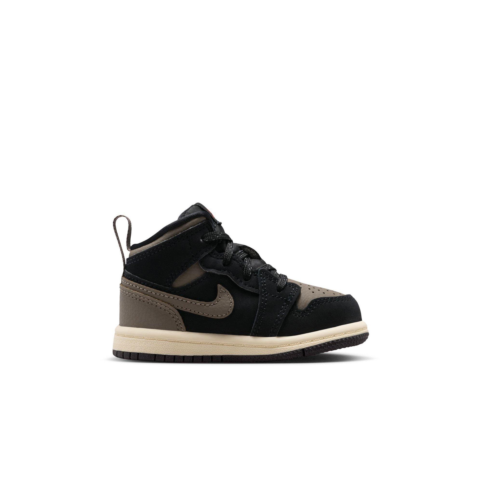 Jordan 1 Mid SE "Black/Olive Grey/Lt Wild Mango/Muslin" Toddler Boys' Shoe - BLACK/OLIVE Thumbnail View 2
