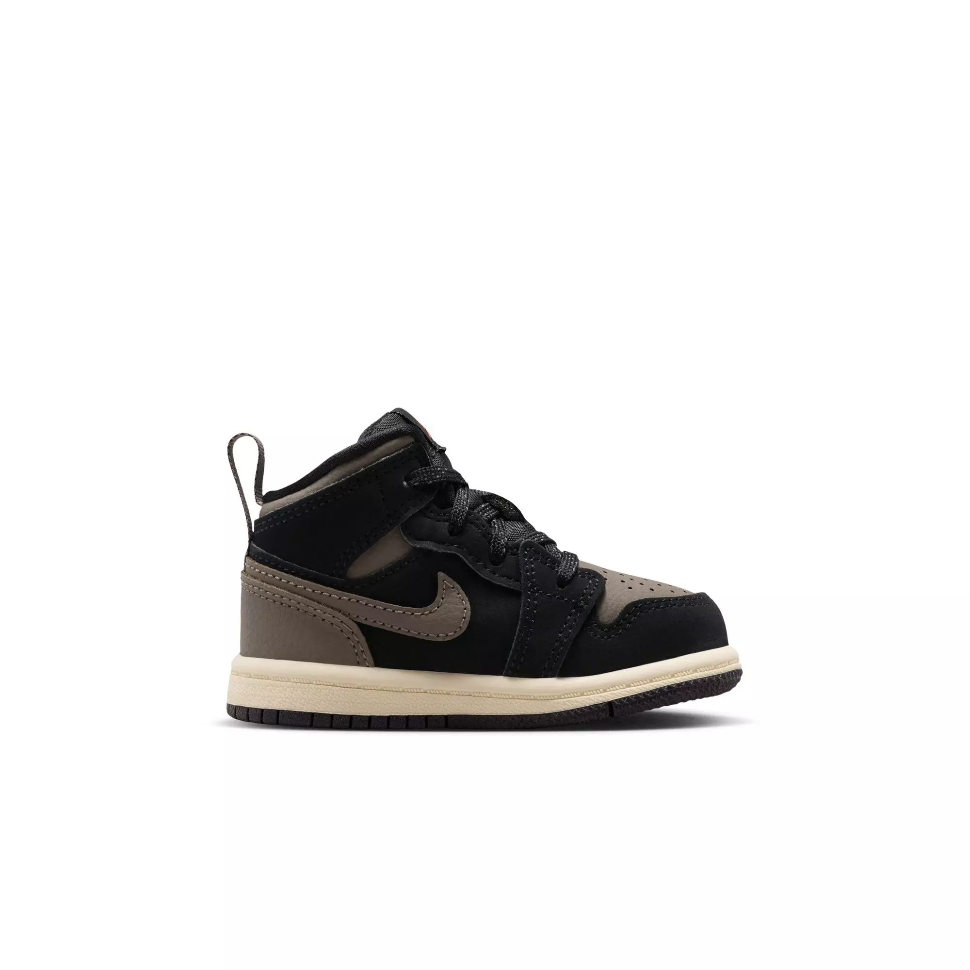 Jordan 1 Mid SE "Black/Olive Grey/Lt Wild Mango/Muslin" Toddler Boys' Shoe - BLACK/OLIVE