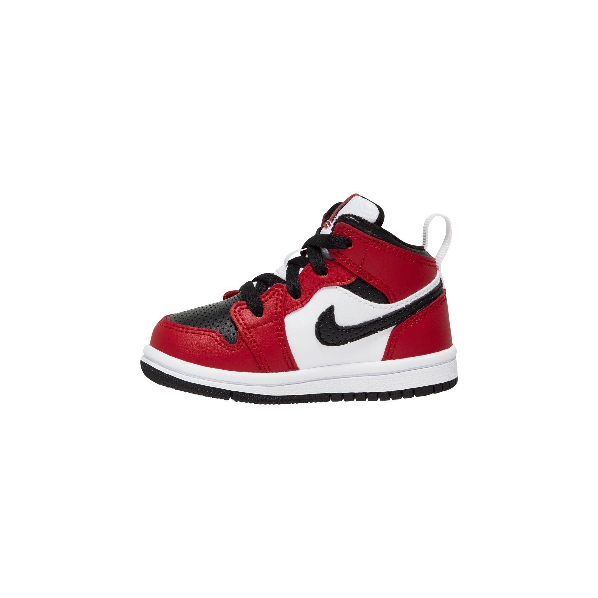 Jordan 1 Mid Toddler Boys' "Black/Gym Red" Shoe