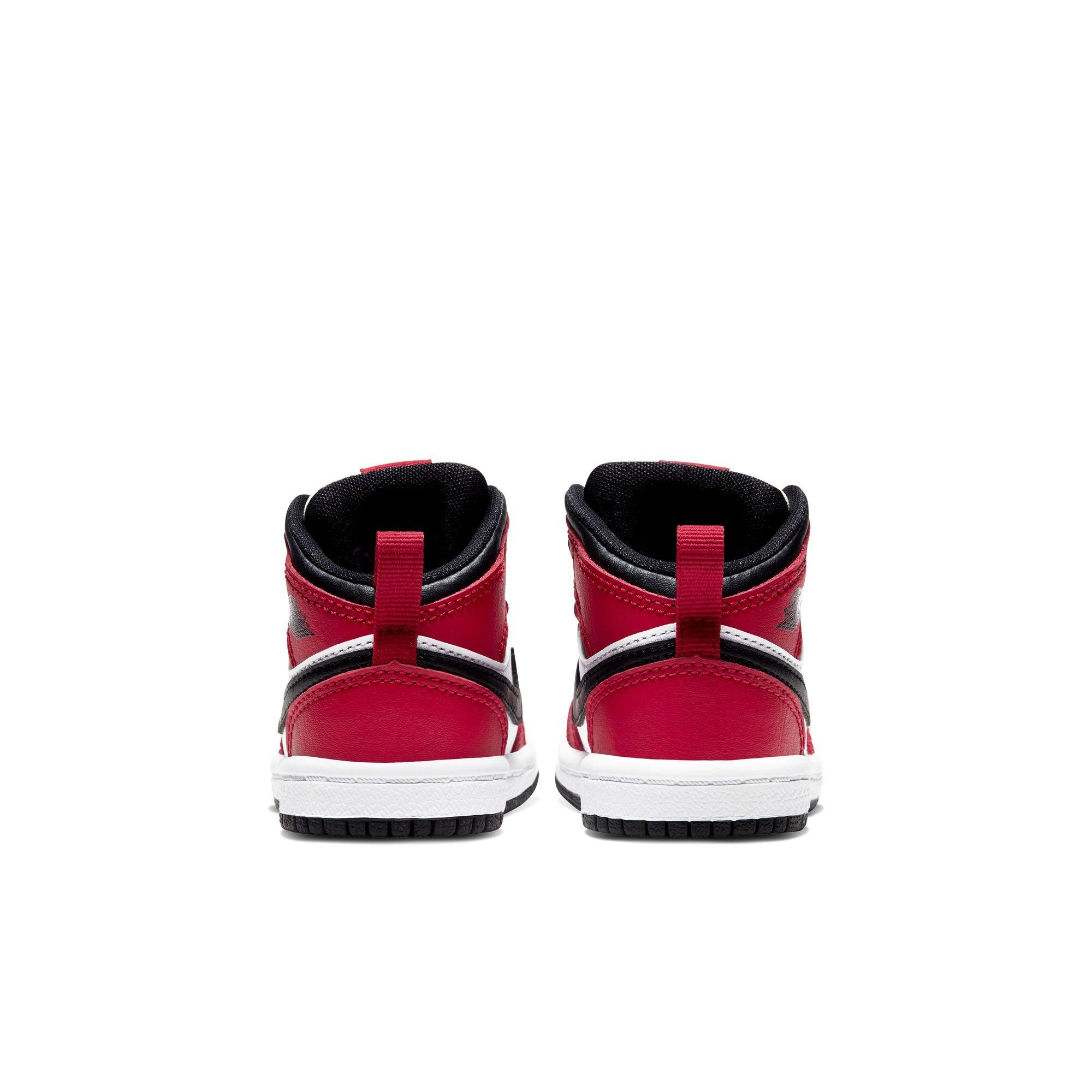 Jordan 1 Mid Toddler Boys' "Black/Gym Red" Shoe