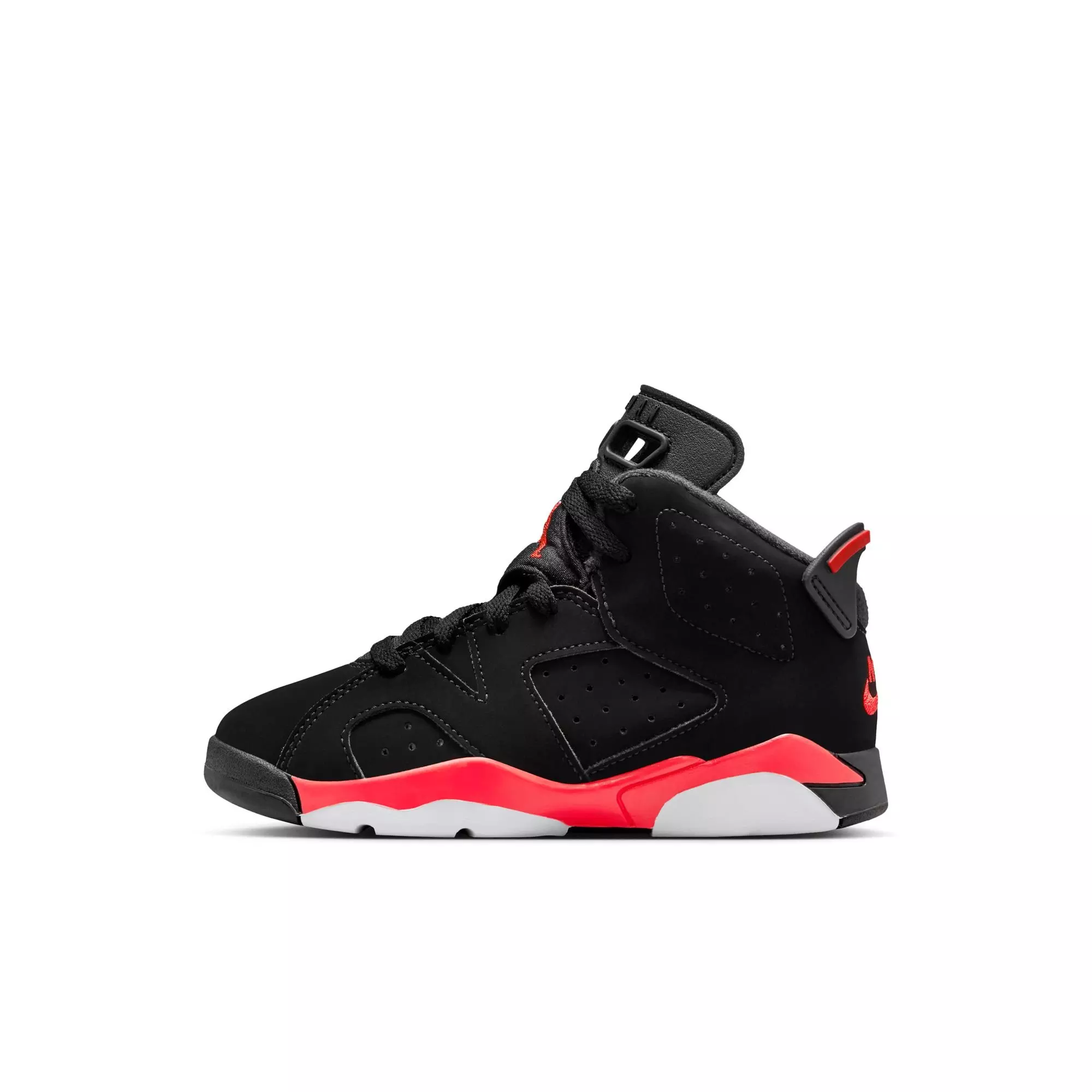 Jordan 6 Retro "Infrared Salesman" Preschool Kids' Shoe - BLACK/CRIMSON