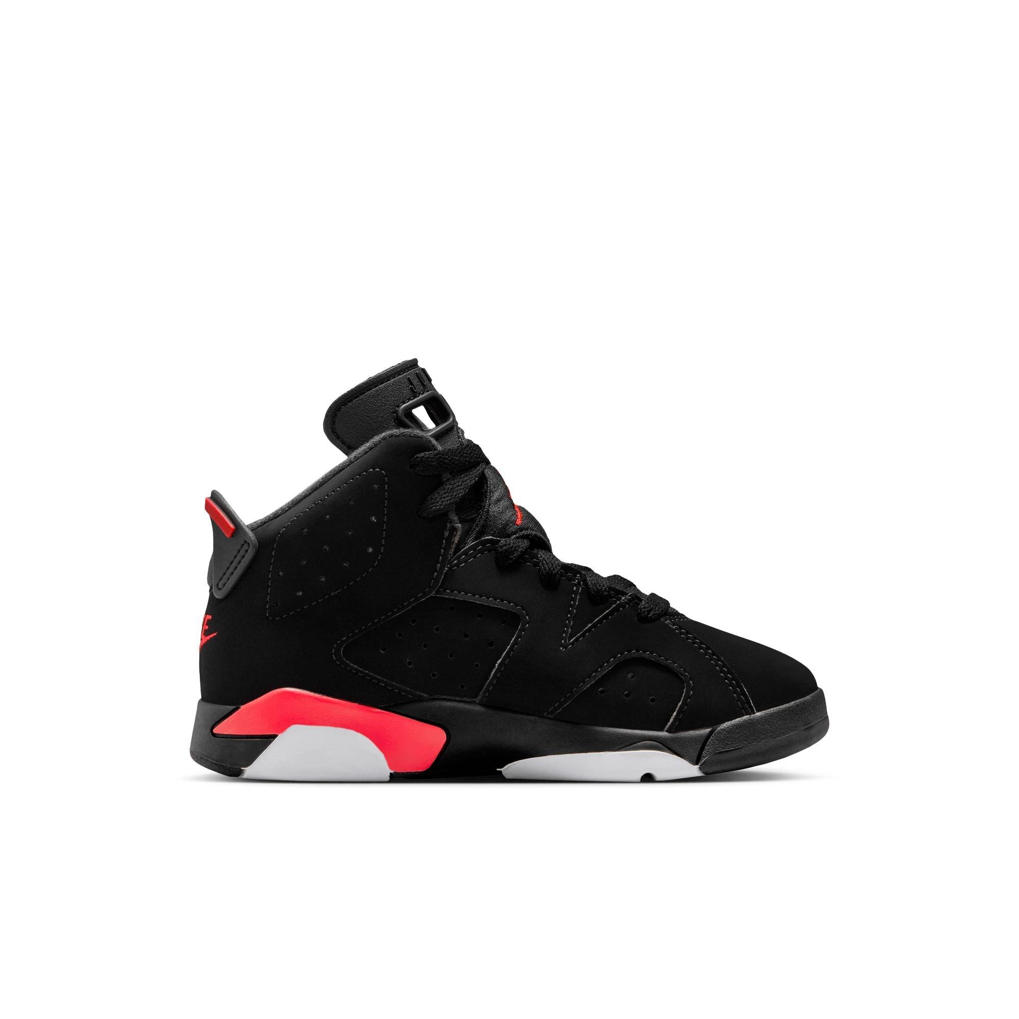 Jordan 6 Retro "Infrared Salesman" Preschool Kids' Shoe - BLACK/CRIMSON Thumbnail View 3