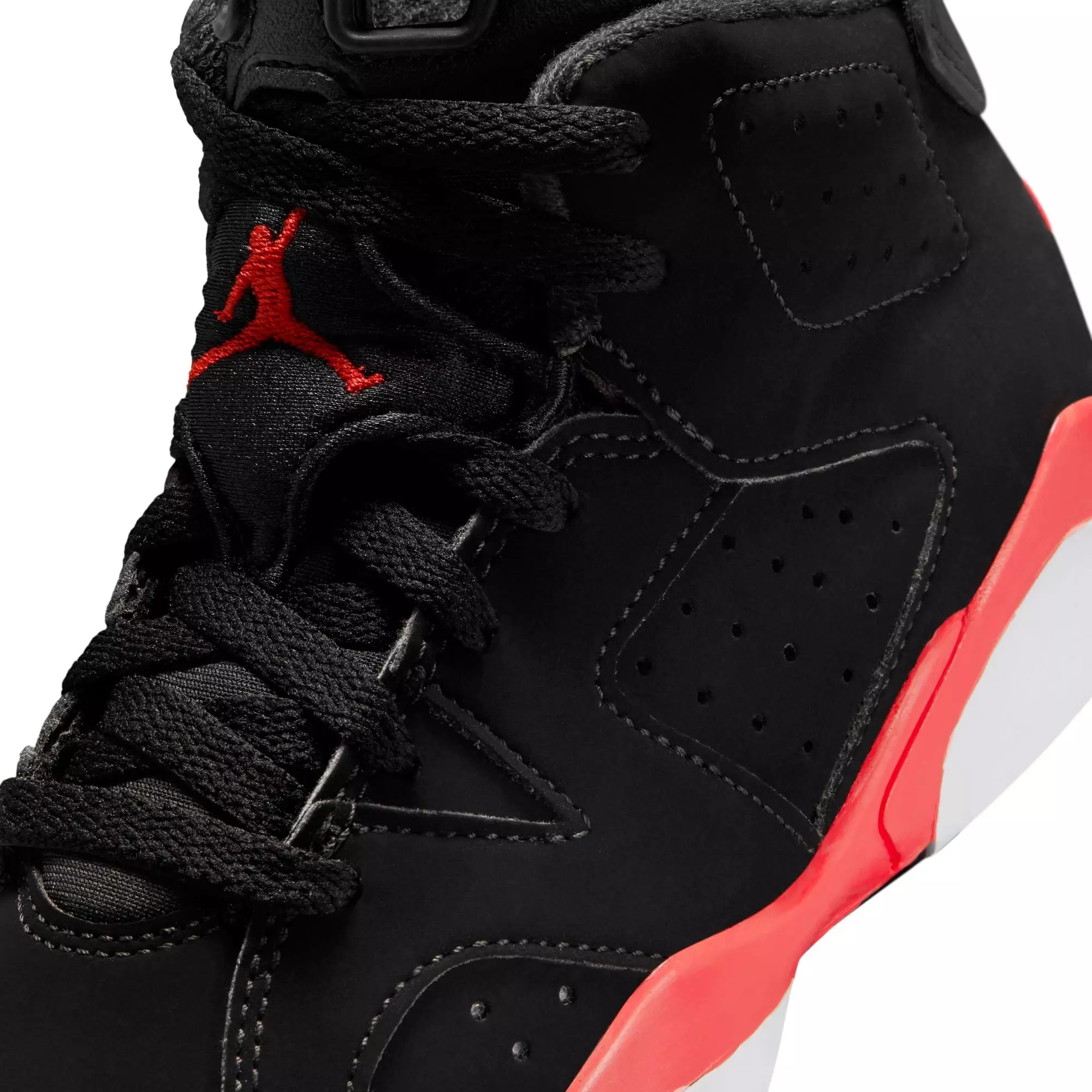 Jordan 6 Retro "Infrared Salesman" Preschool Kids' Shoe - BLACK/CRIMSON