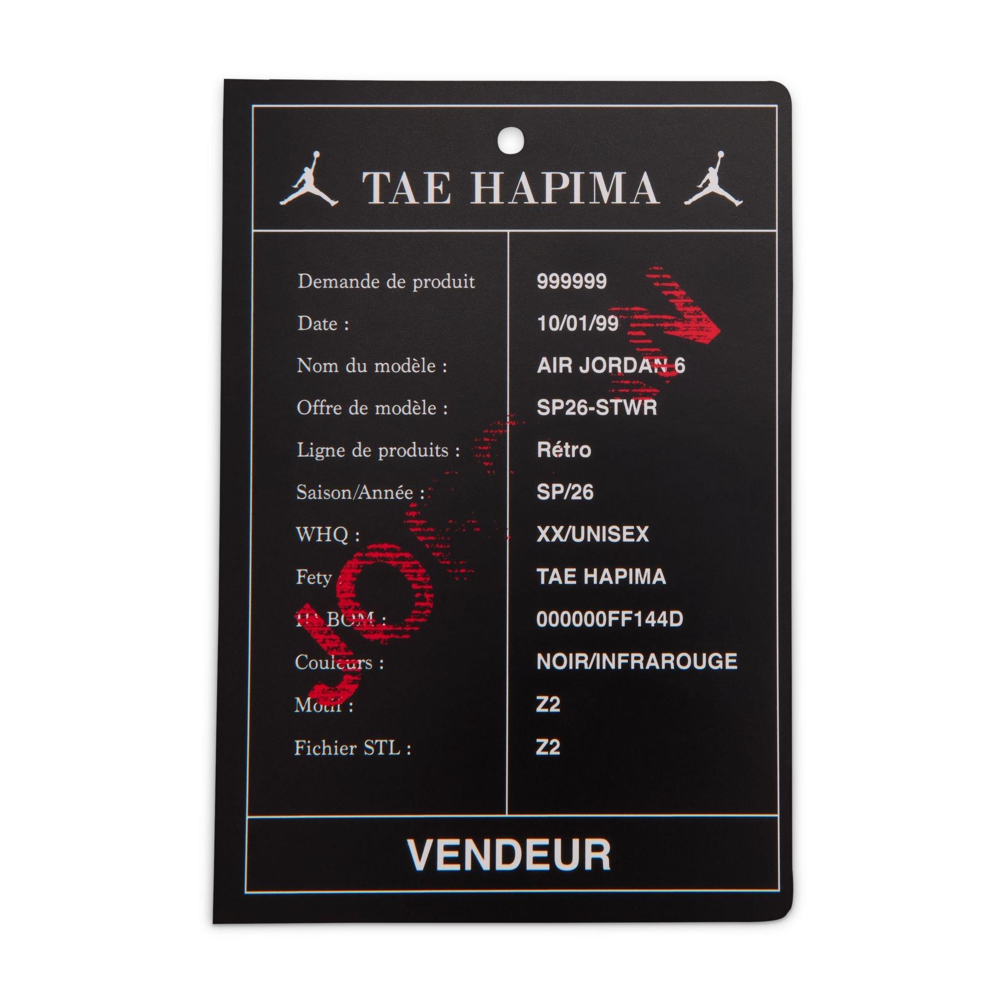 Jordan 6 Retro "Infrared Salesman" Preschool Kids' Shoe - BLACK/CRIMSON Thumbnail View 9