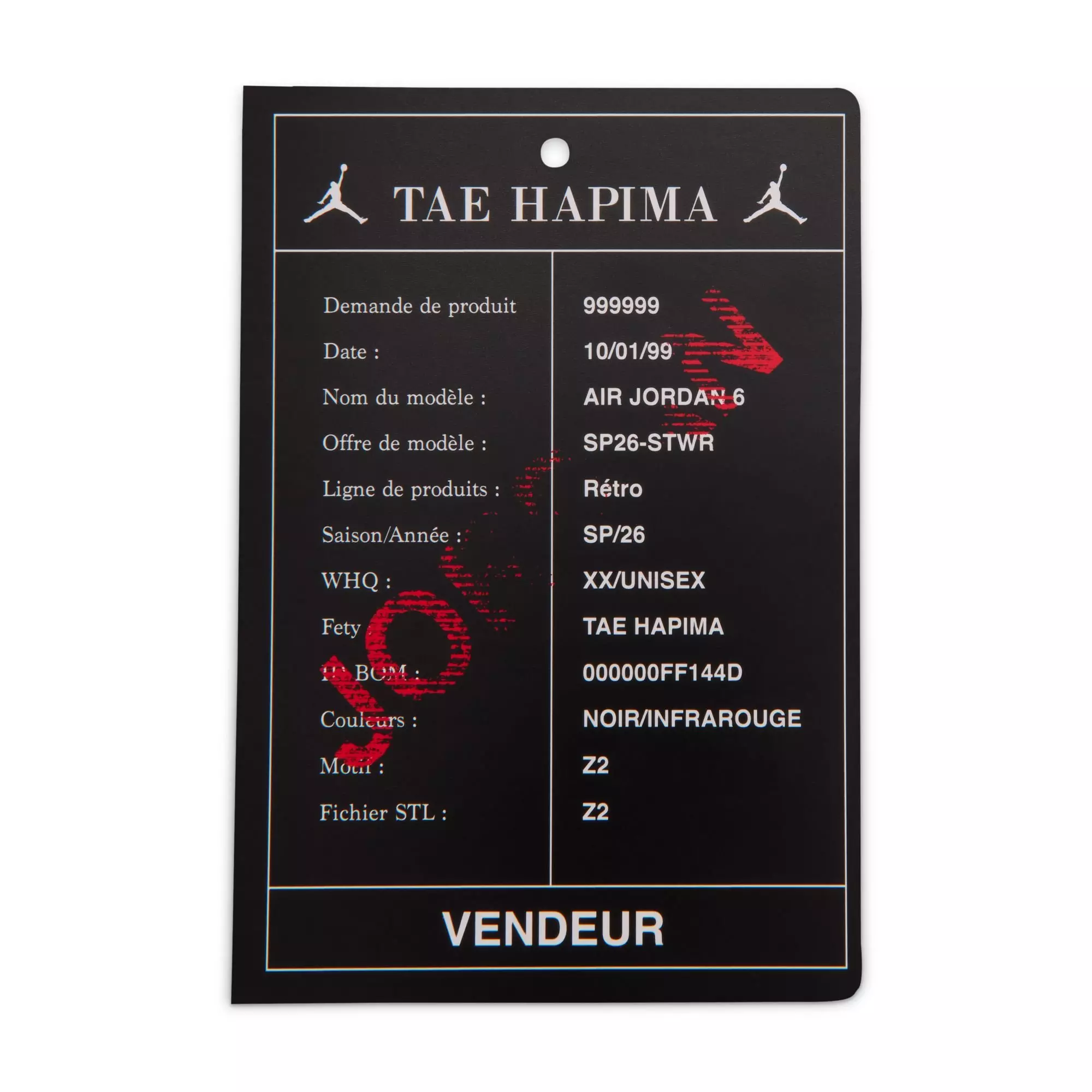 Jordan 6 Retro "Infrared Salesman" Preschool Kids' Shoe - BLACK/CRIMSON