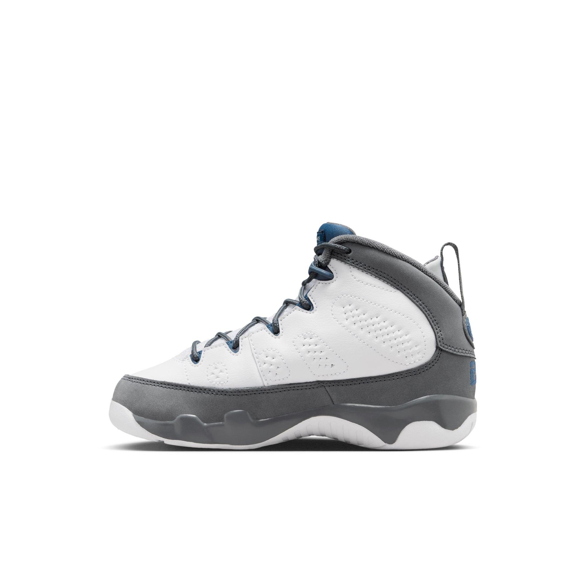 Jordan 9 Retro "Flint Grey" Preschool Kids' Shoe - WHITE/FRENCH BLUE/FLINT GREY Thumbnail View 8