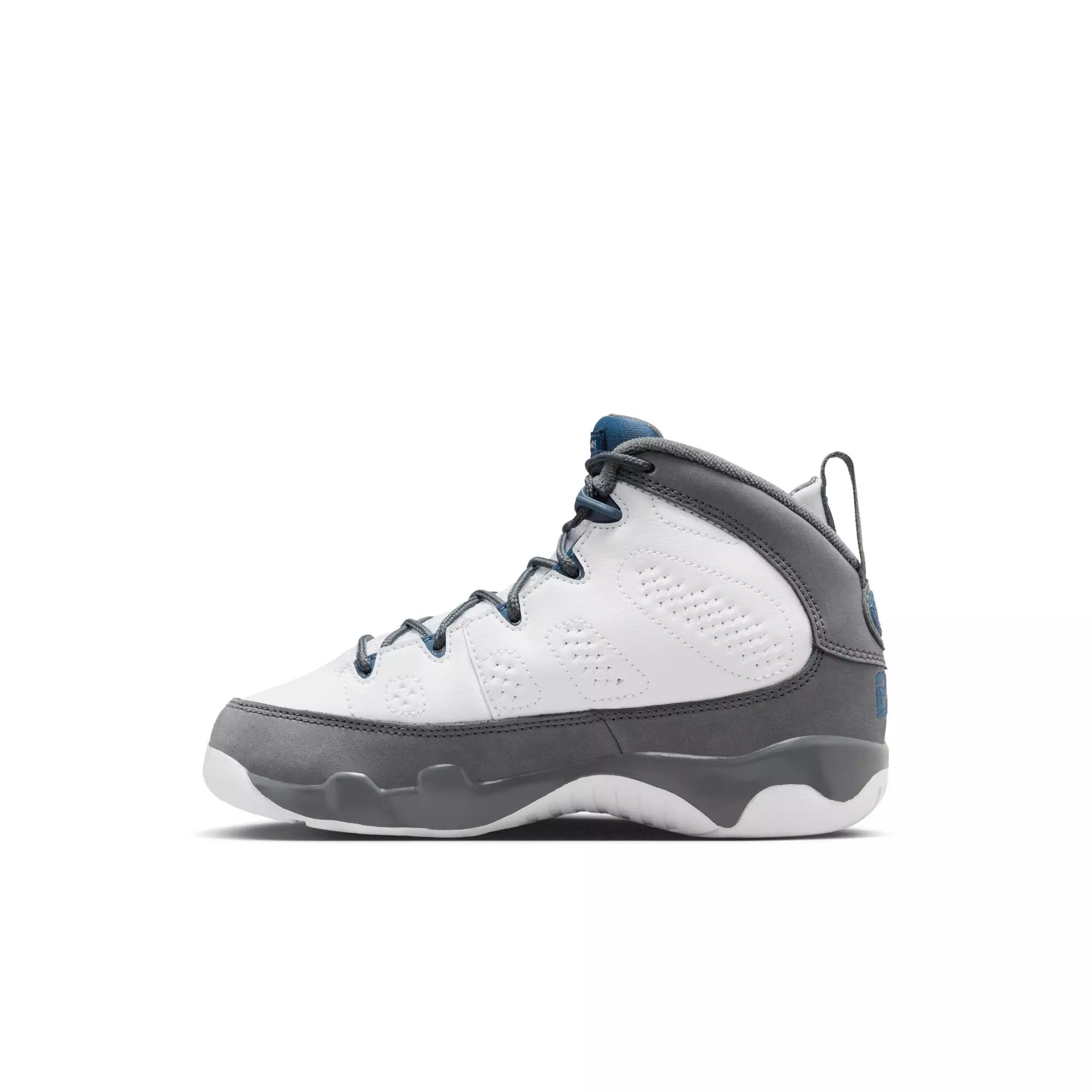Jordan 9 Retro "Flint Grey" Preschool Kids' Shoe - WHITE/FRENCH BLUE/FLINT GREY