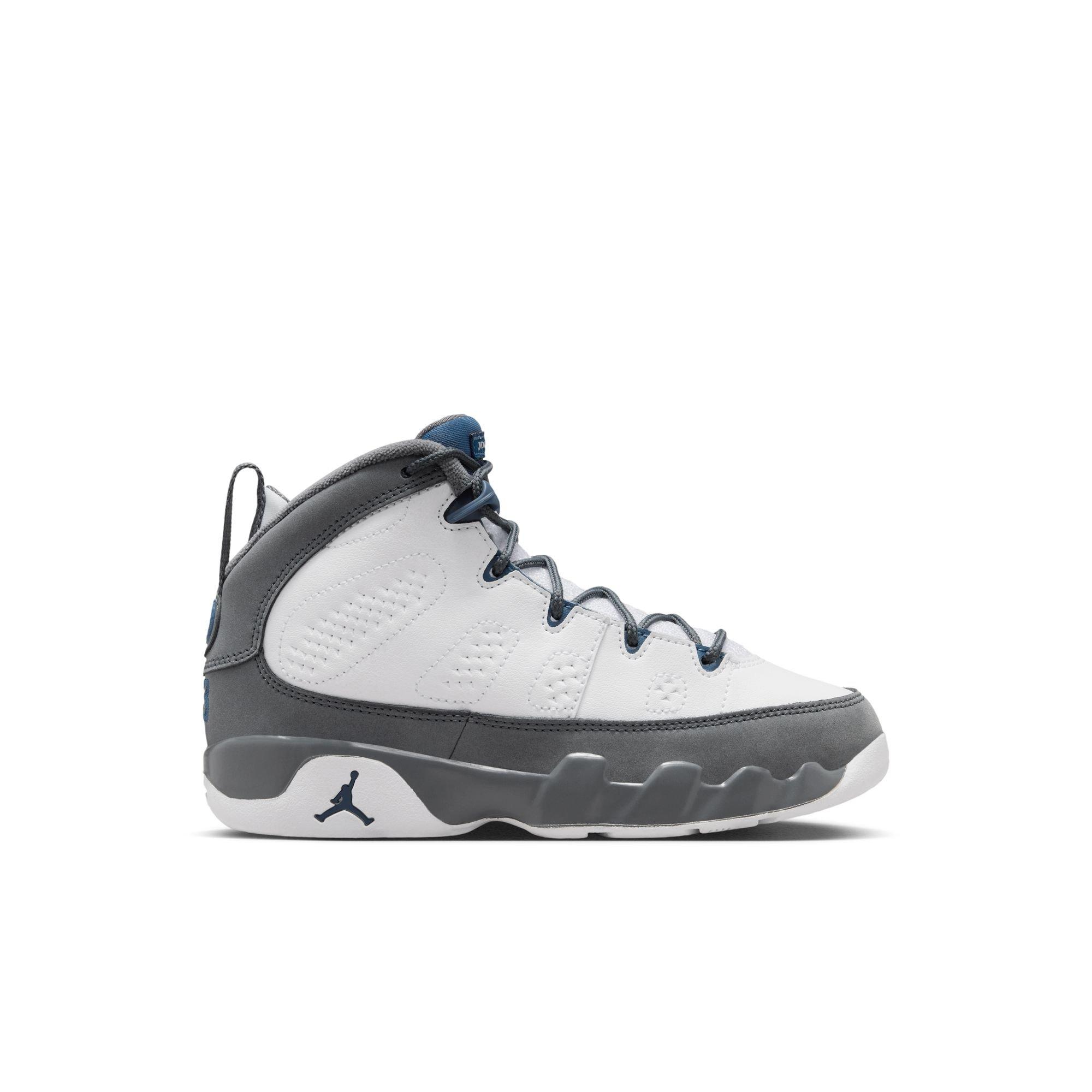 Jordan 9 Retro "Flint Grey" Preschool Kids' Shoe - WHITE/FRENCH BLUE/FLINT GREY Thumbnail View 2