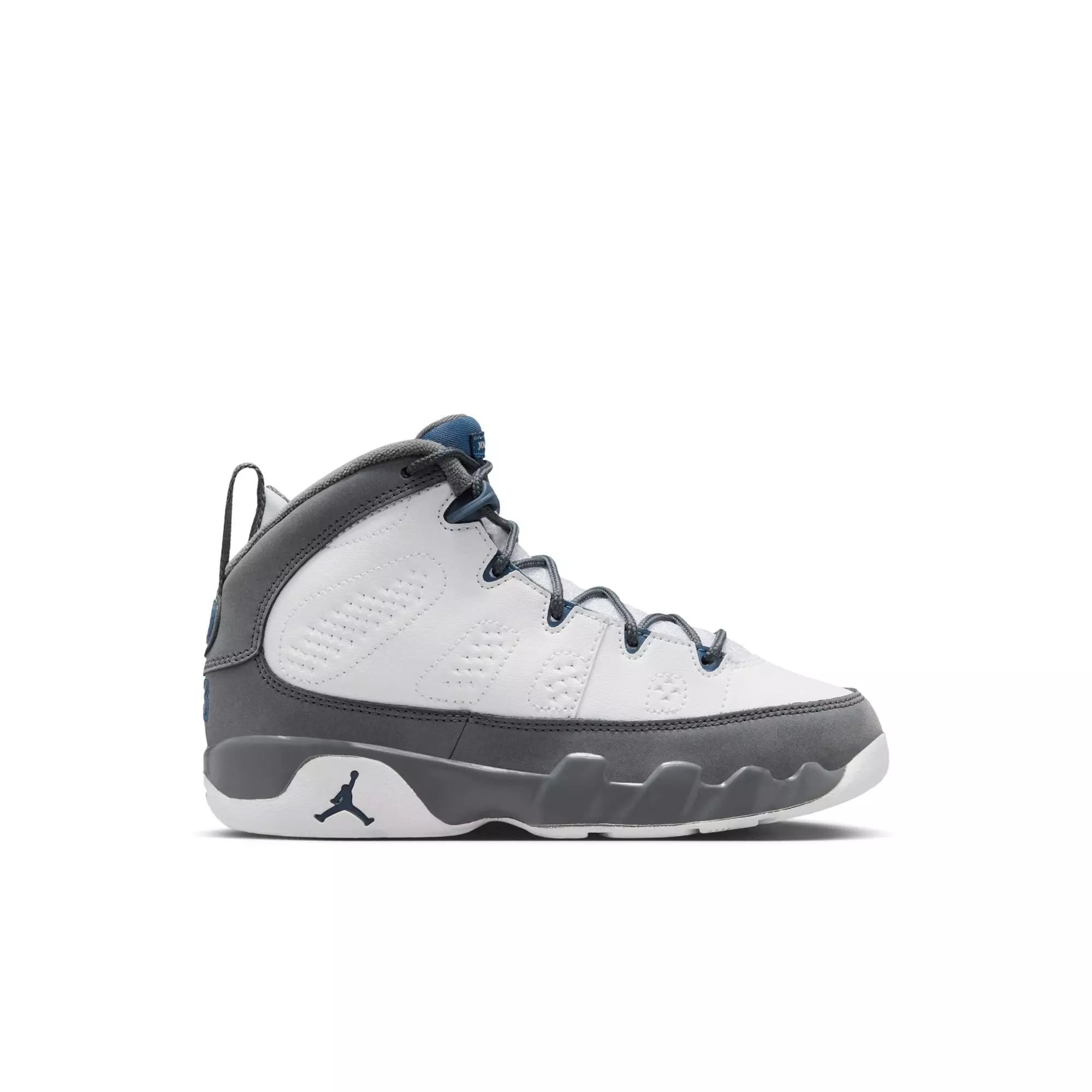 Jordan 9 Retro "Flint Grey" Preschool Kids' Shoe - WHITE/FRENCH BLUE/FLINT GREY