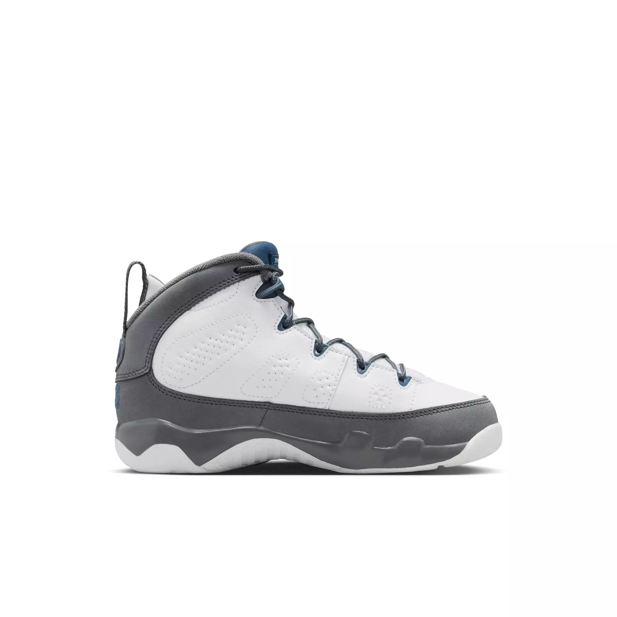 Jordan 9 Retro "Flint Grey" Preschool Kids' Shoe - WHITE/FRENCH BLUE/FLINT GREY