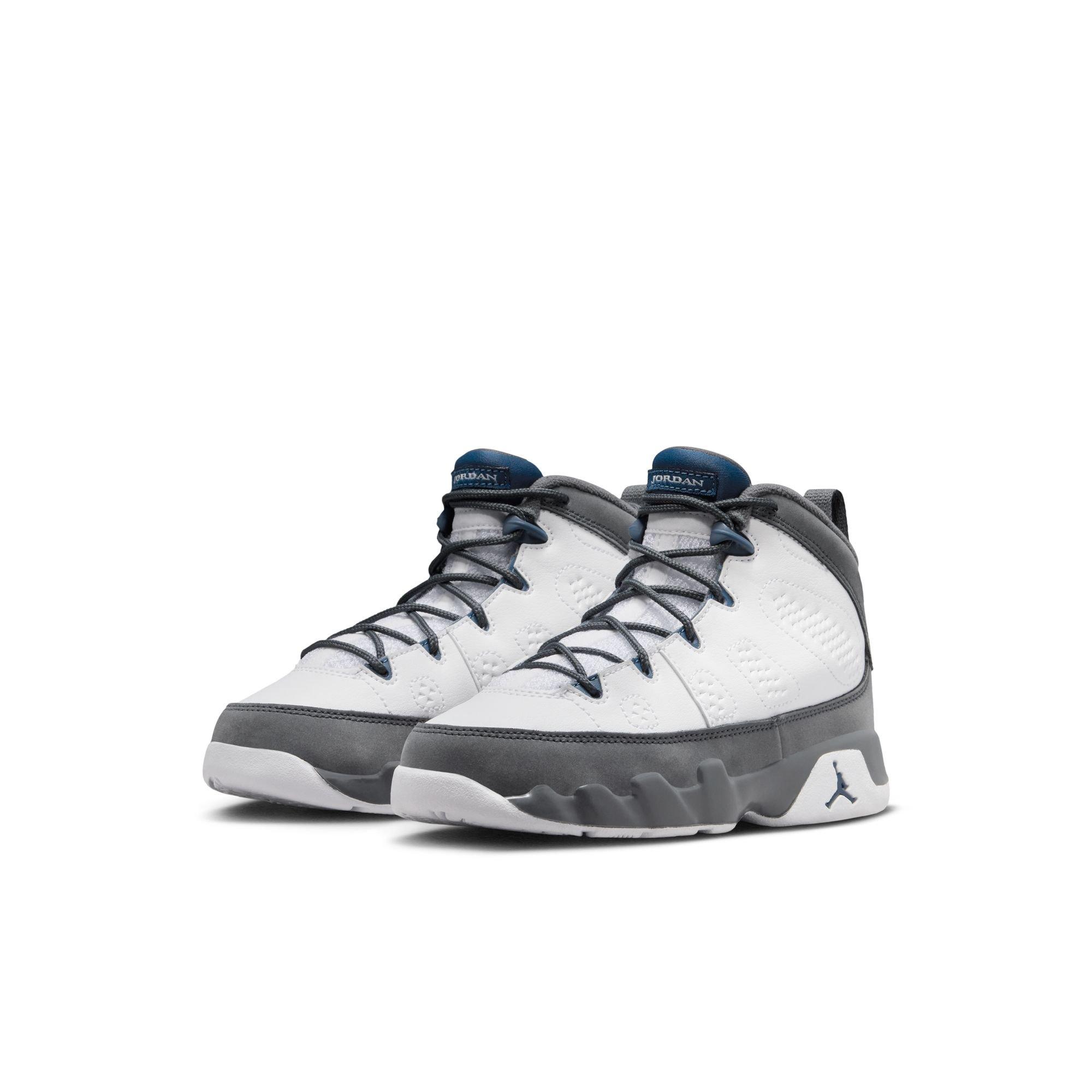 Jordan 9 Retro "Flint Grey" Preschool Kids' Shoe - WHITE/FRENCH BLUE/FLINT GREY Thumbnail View 4