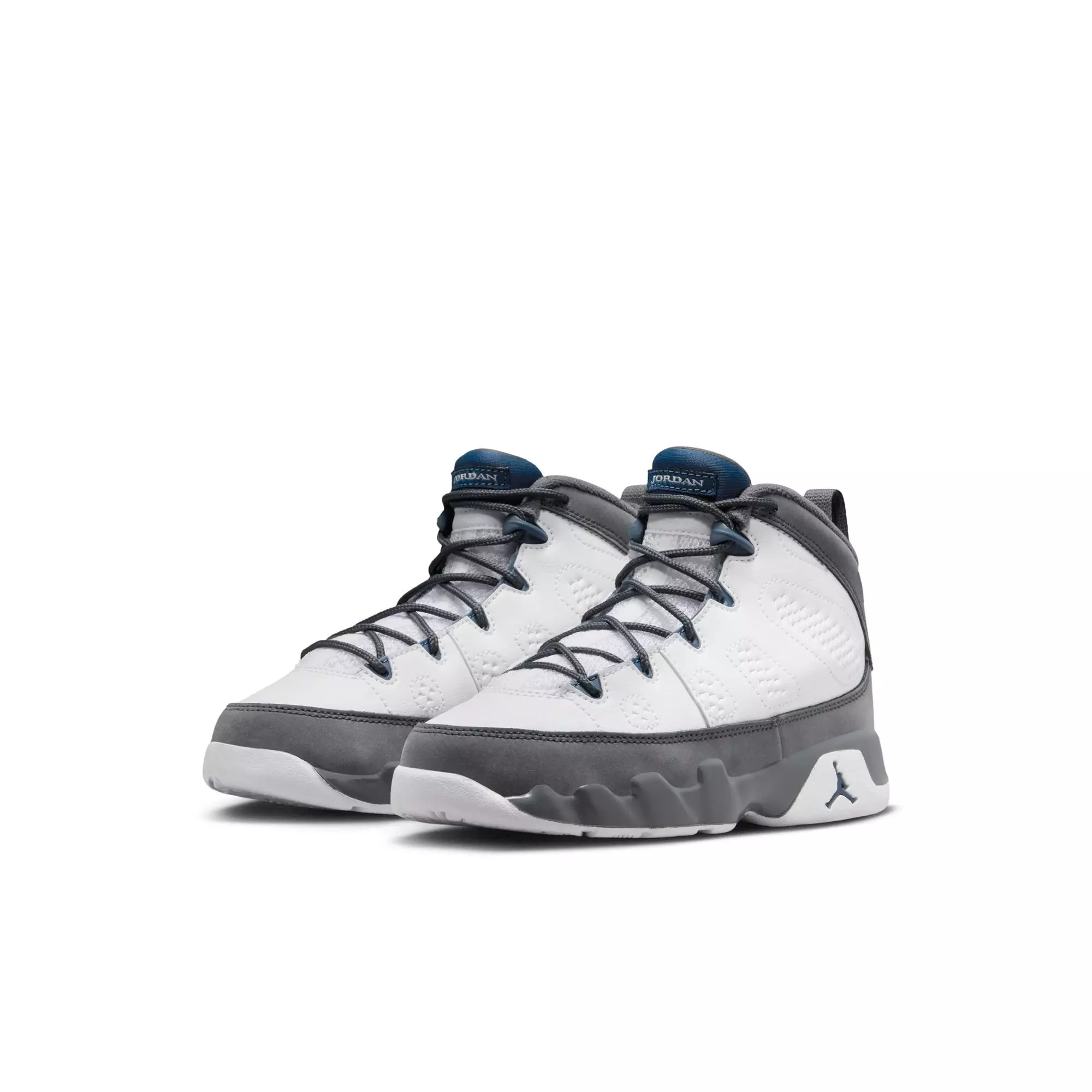 Jordan 9 Retro "Flint Grey" Preschool Kids' Shoe - WHITE/FRENCH BLUE/FLINT GREY