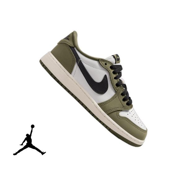 Jordan 1 Retro Low &ldquo;Medium Olive&rdquo; Grade School Kids' Shoe