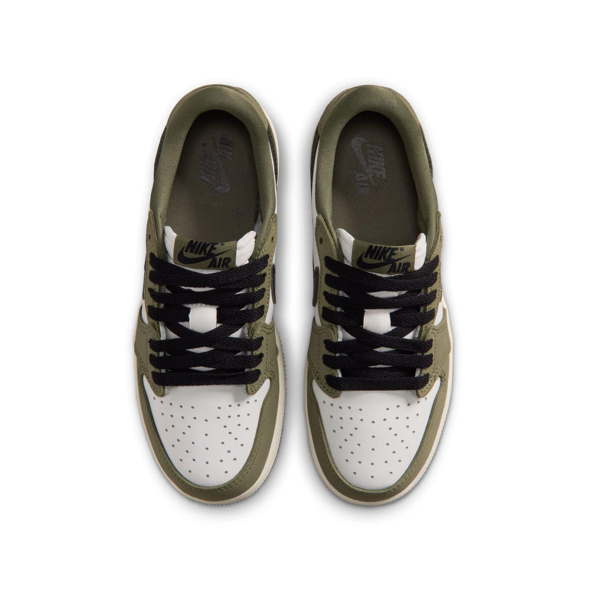 Jordan 1 Retro Low &ldquo;Medium Olive&rdquo; Grade School Kids' Shoe - MEDIUM OLIVE/BLACK/SUMMIT WHITE Thumbnail View 12