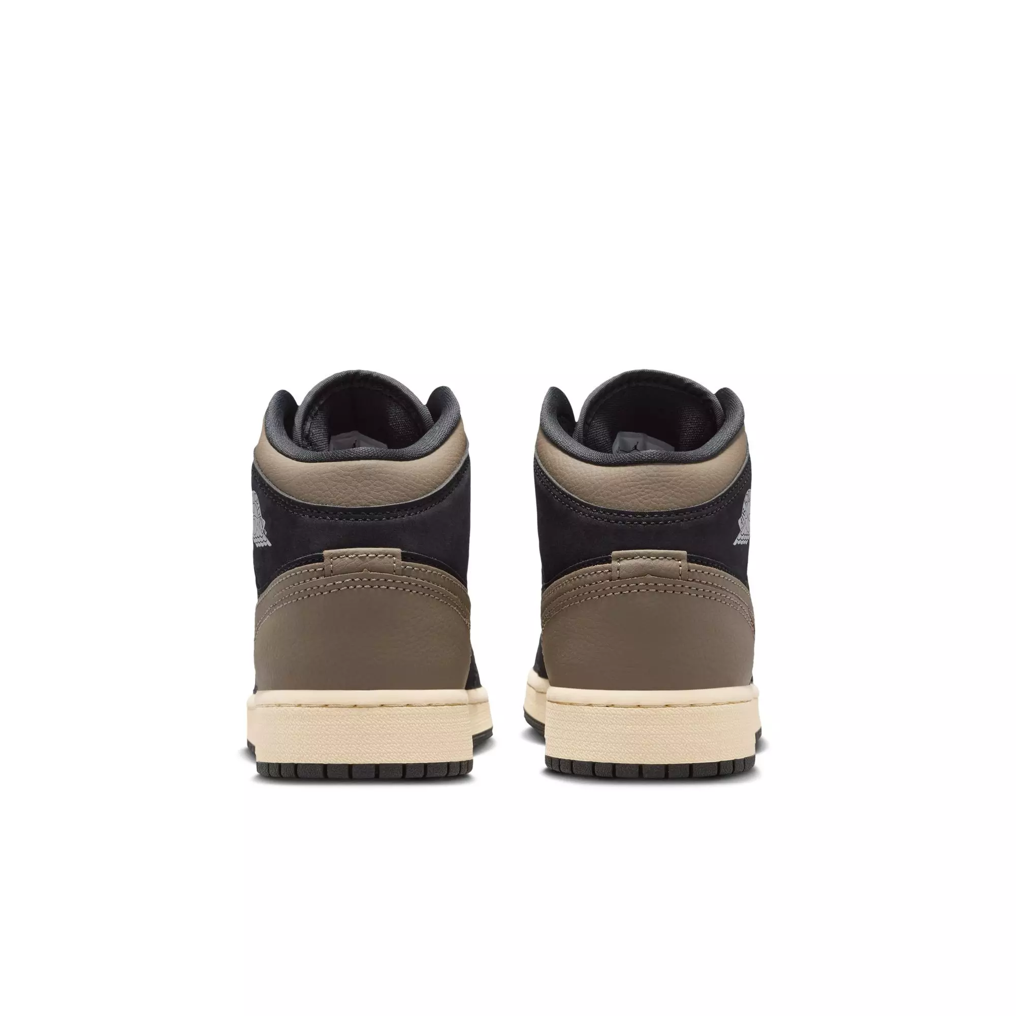 Jordan 1 Mid SE "Black/Olive Grey/Lt Wild Mango/Muslin" Grade School Boys' Shoe - BLACK/OLIVE