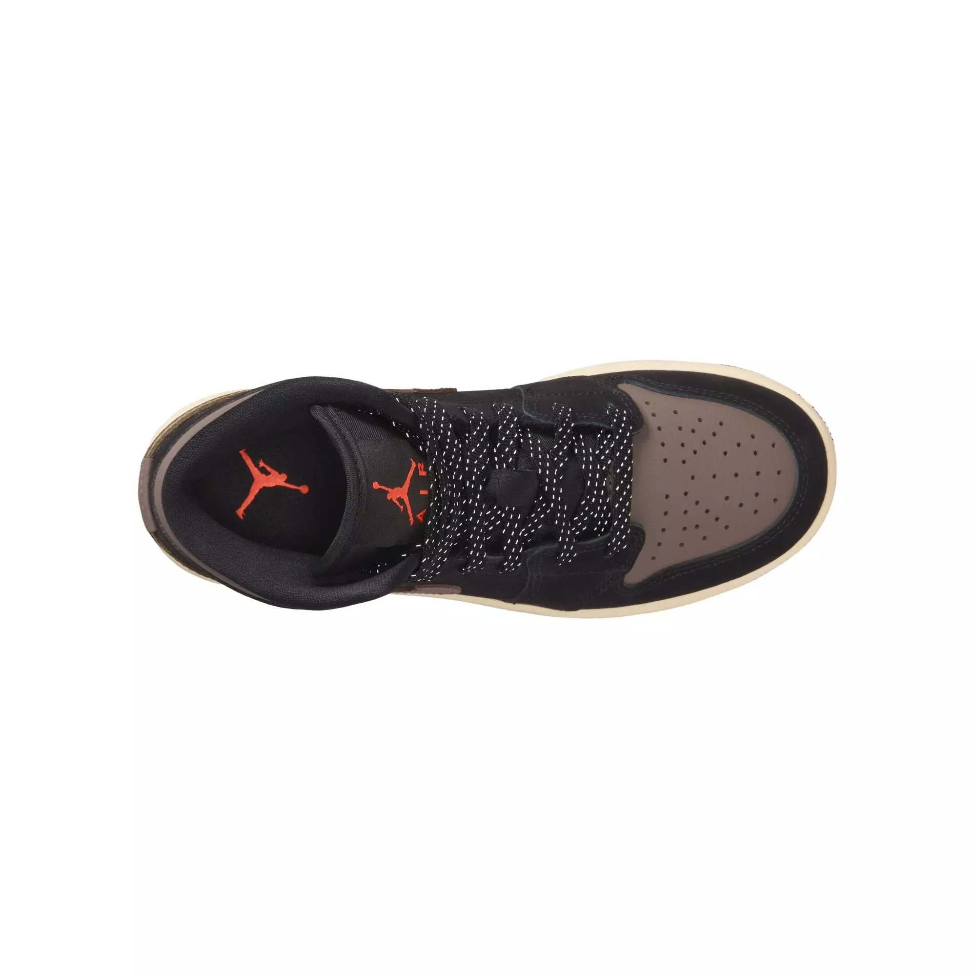 Jordan 1 Mid SE "Black/Olive Grey/Lt Wild Mango/Muslin" Grade School Boys' Shoe - BLACK/OLIVE