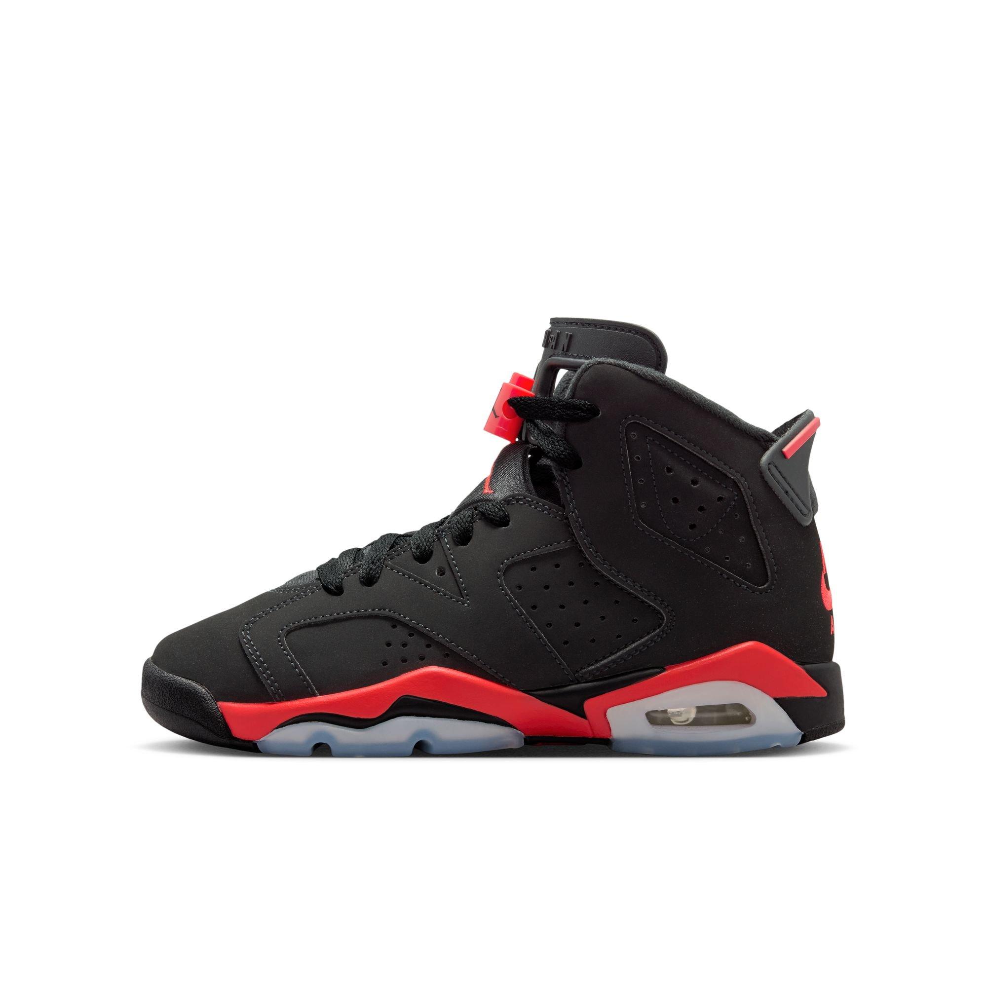 Jordan 6 Retro "Infrared Salesman" Grade School Kids' Shoe - BLACK/CRIMSON Thumbnail View 11