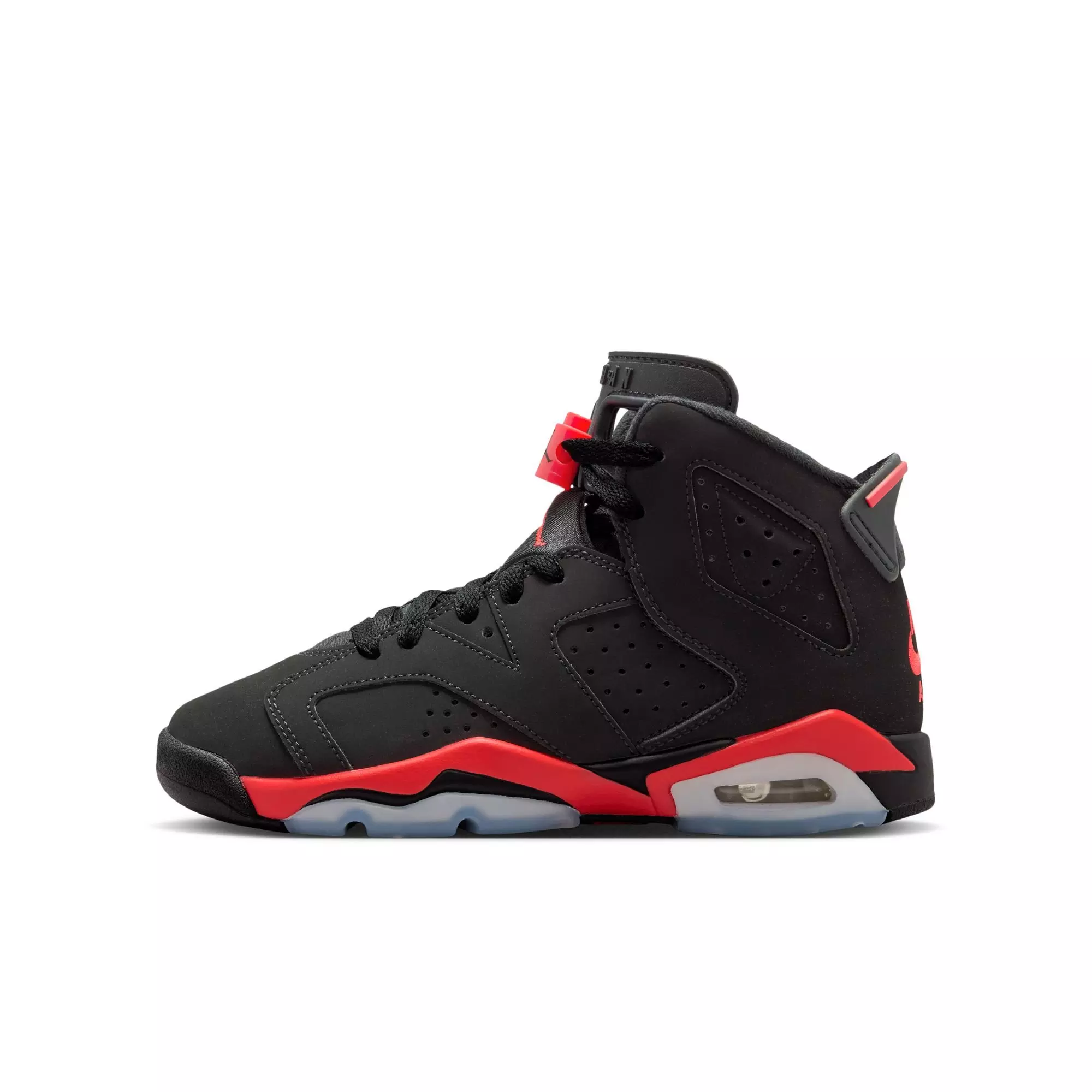Jordan 6 Retro "Infrared Salesman" Grade School Kids' Shoe - BLACK/CRIMSON