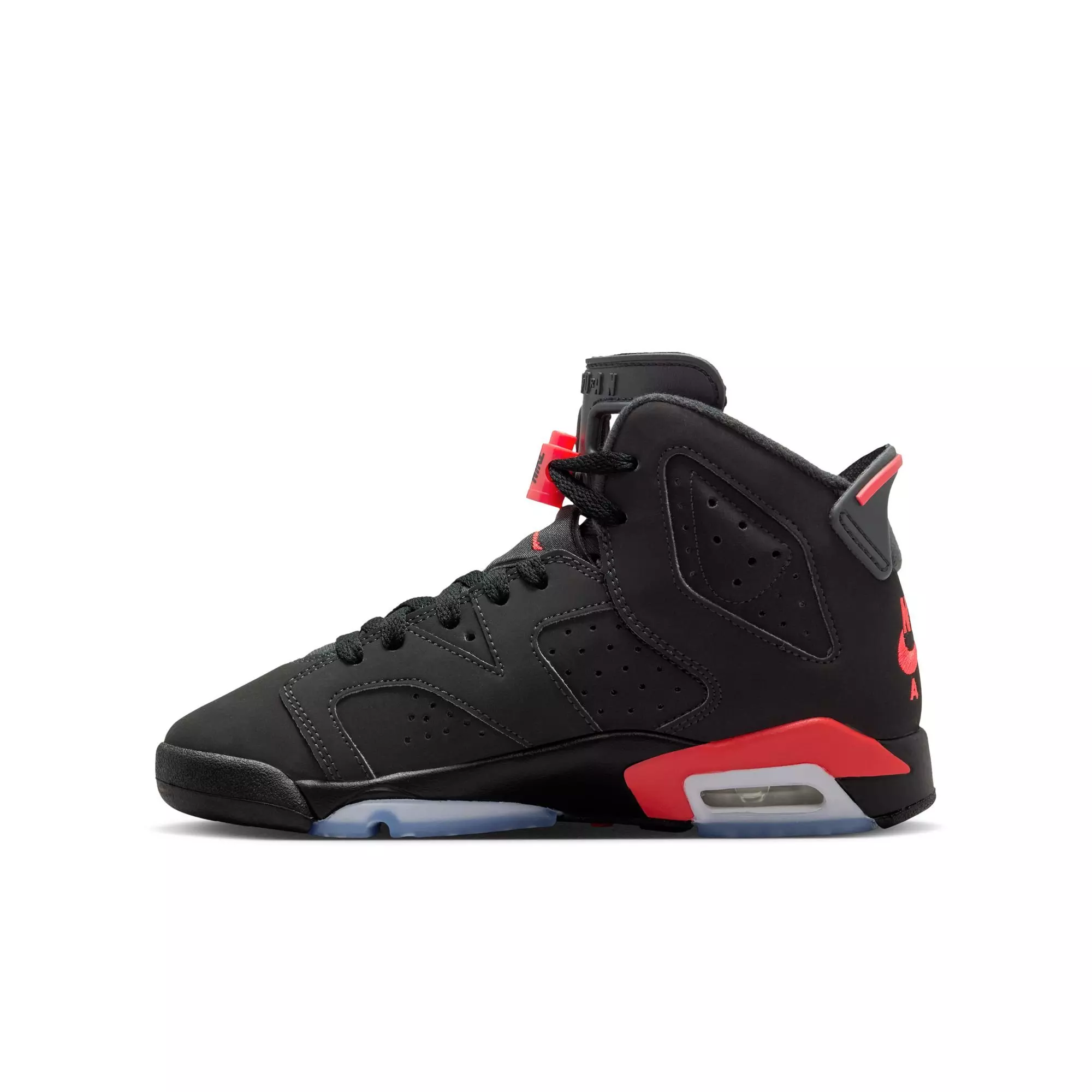 Jordan 6 Retro "Infrared Salesman" Grade School Kids' Shoe - BLACK/CRIMSON