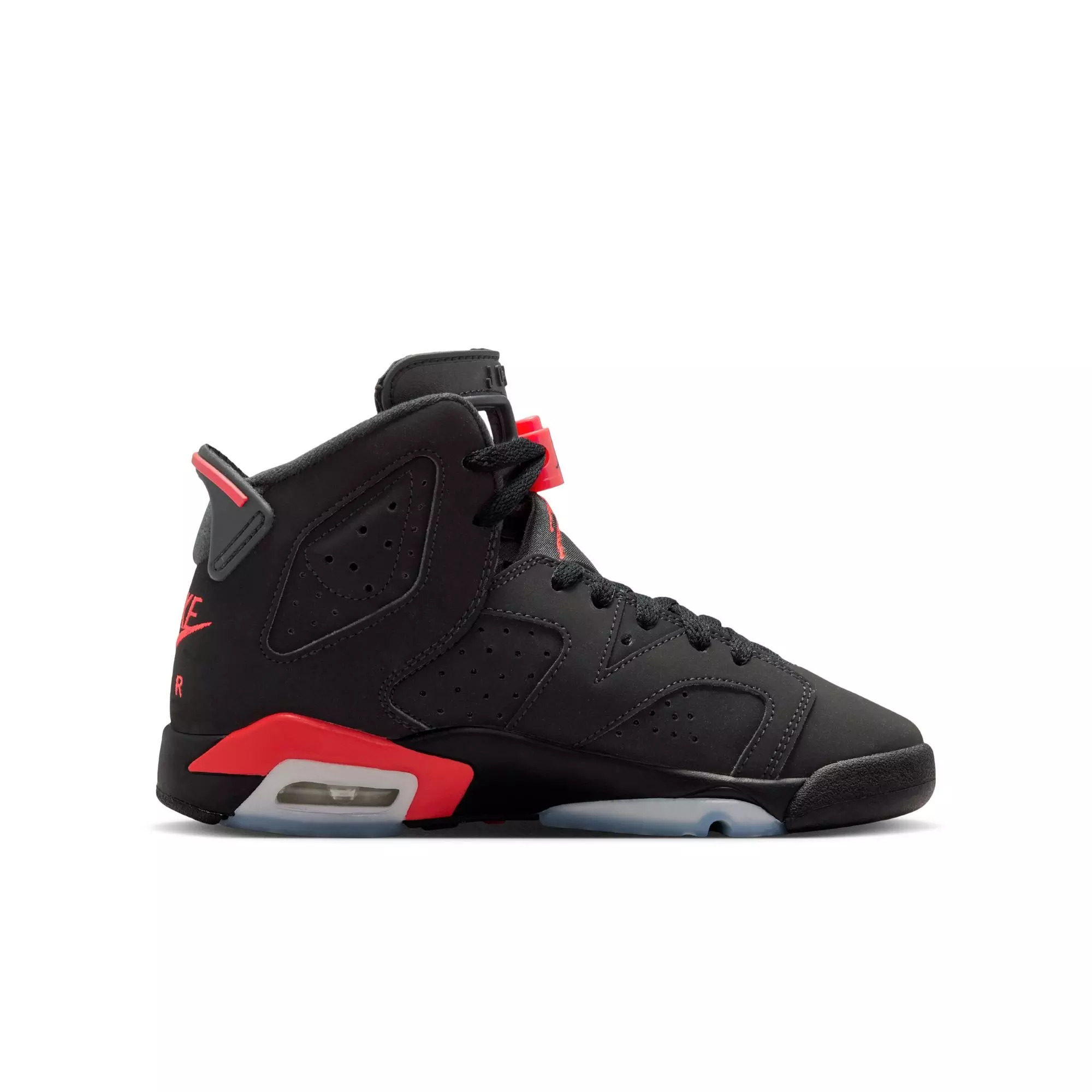 Jordan 6 Retro "Infrared Salesman" Grade School Kids' Shoe - BLACK/CRIMSON