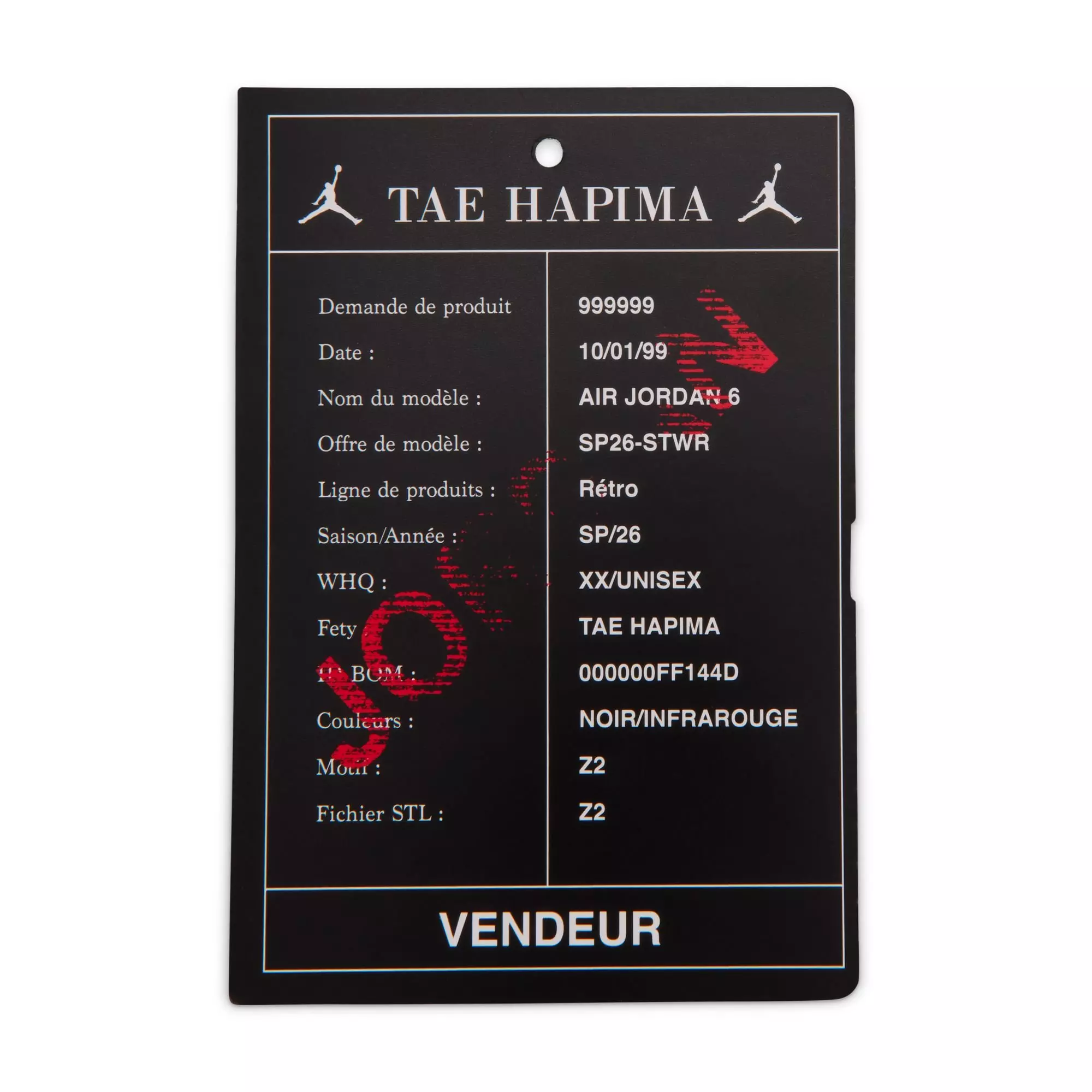 Jordan 6 Retro "Infrared Salesman" Grade School Kids' Shoe - BLACK/CRIMSON