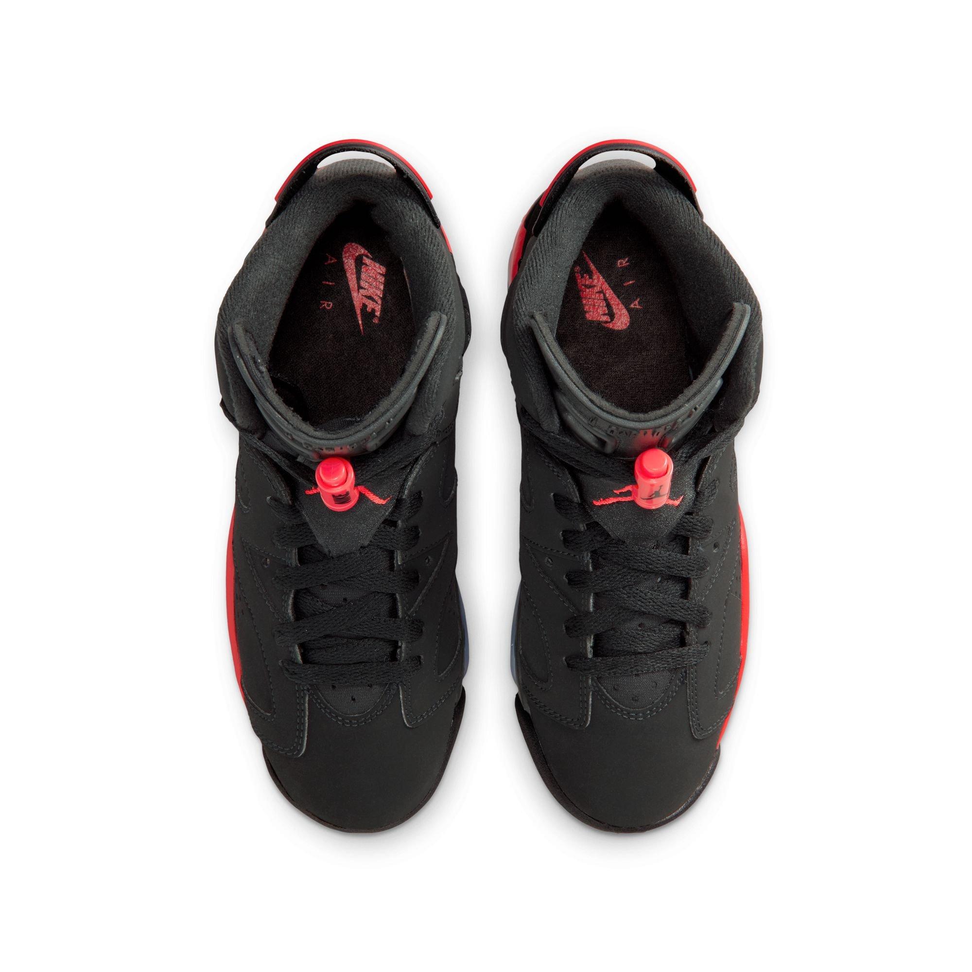 Jordan 6 Retro "Infrared Salesman" Grade School Kids' Shoe - BLACK/CRIMSON Thumbnail View 14