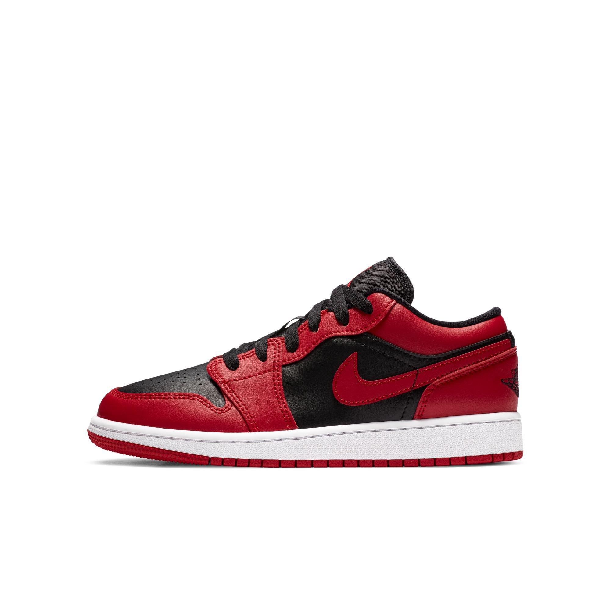 Jordan 1 Low "Gym Red/Black/White" Grade School Boys' Shoe - RED/BLACK Thumbnail View 3