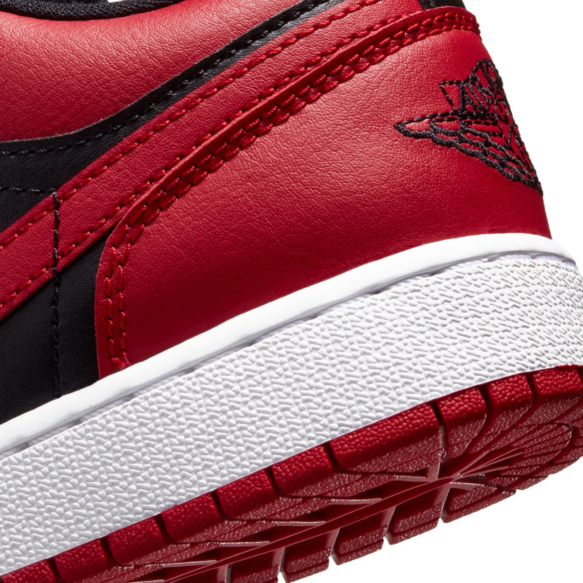 Jordan 1 Low "Gym Red/Black/White" Grade School Boys' Shoe - RED/BLACK Thumbnail View 10