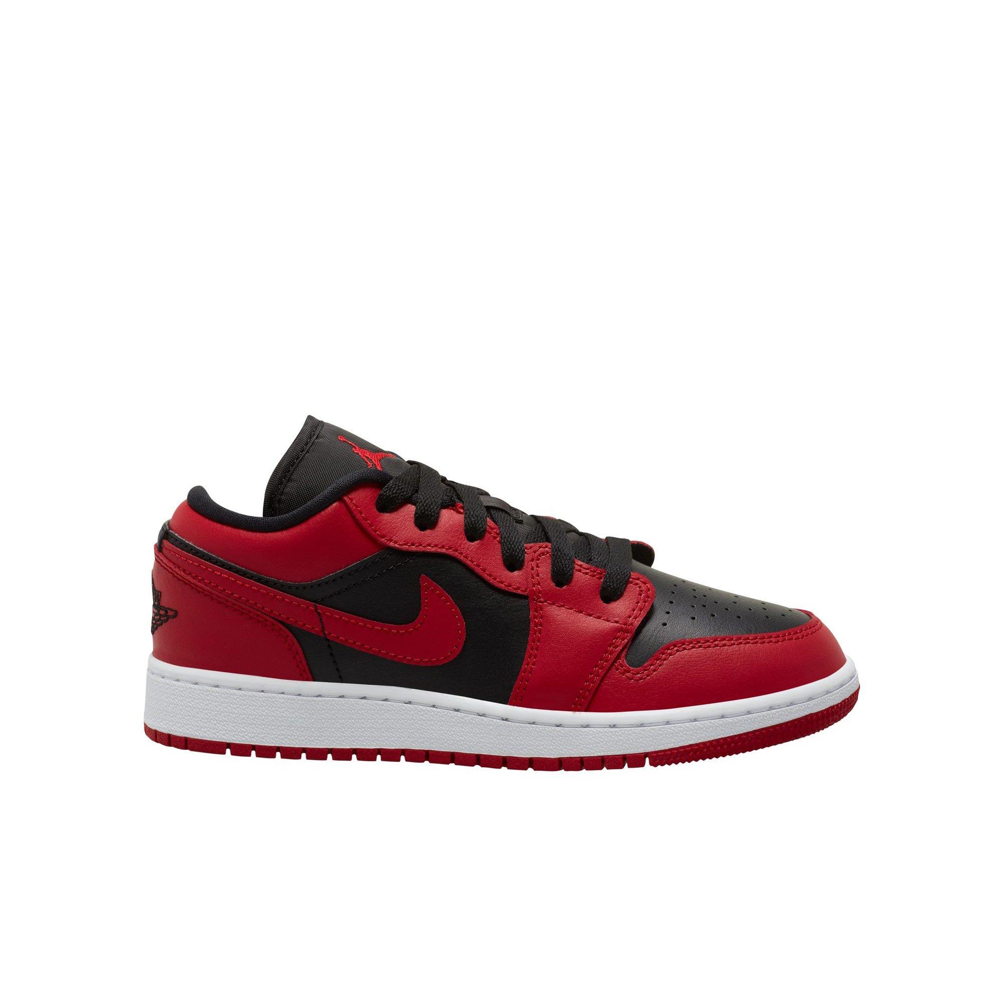 Jordan 1 Low "Gym Red/Black/White" Grade School Boys' Shoe - RED/BLACK Thumbnail View 1