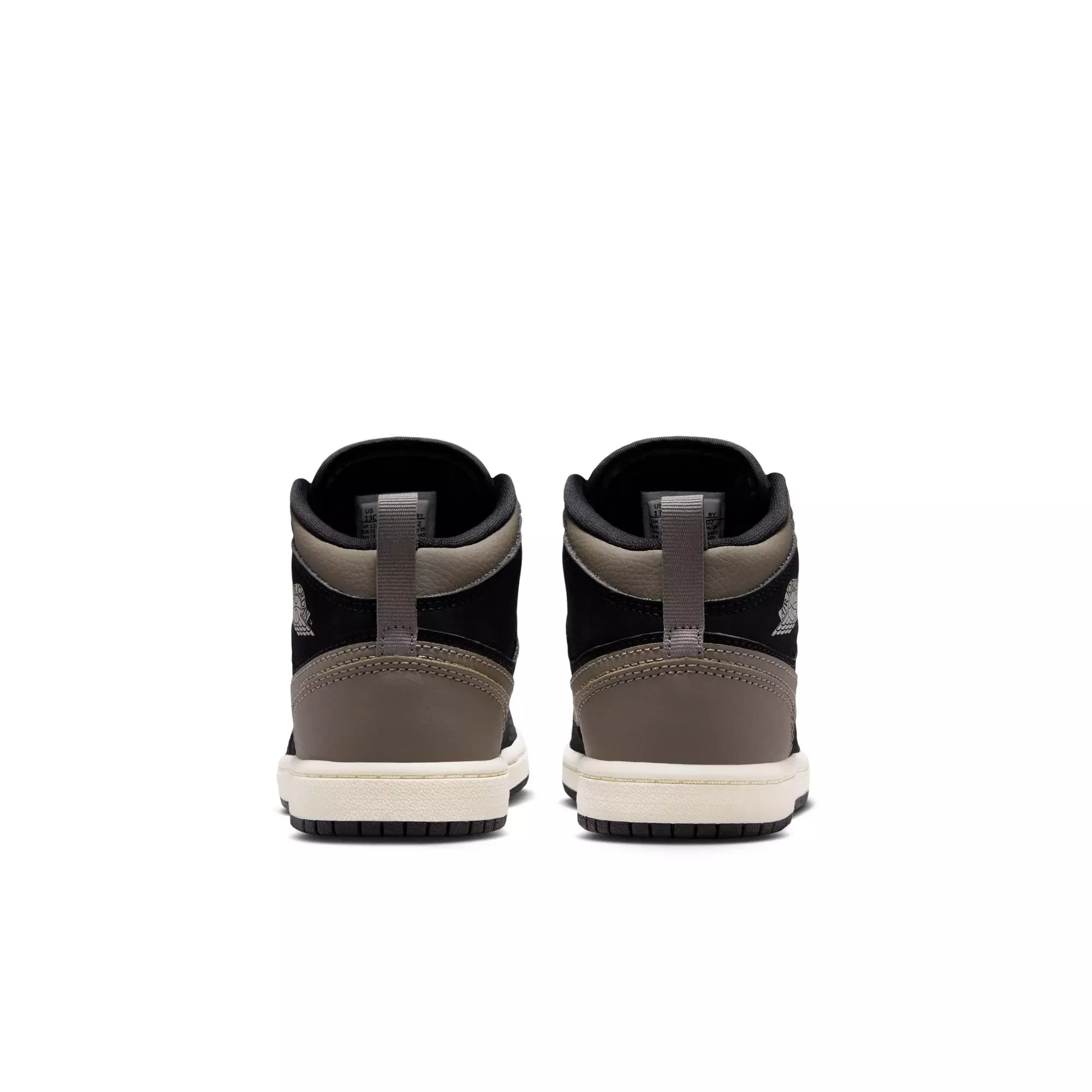 Jordan 1 Mid SE "Black/Olive Grey/Lt Wild Mango/Muslin" Preschool Boys' Shoe - BLACK/OLIVE