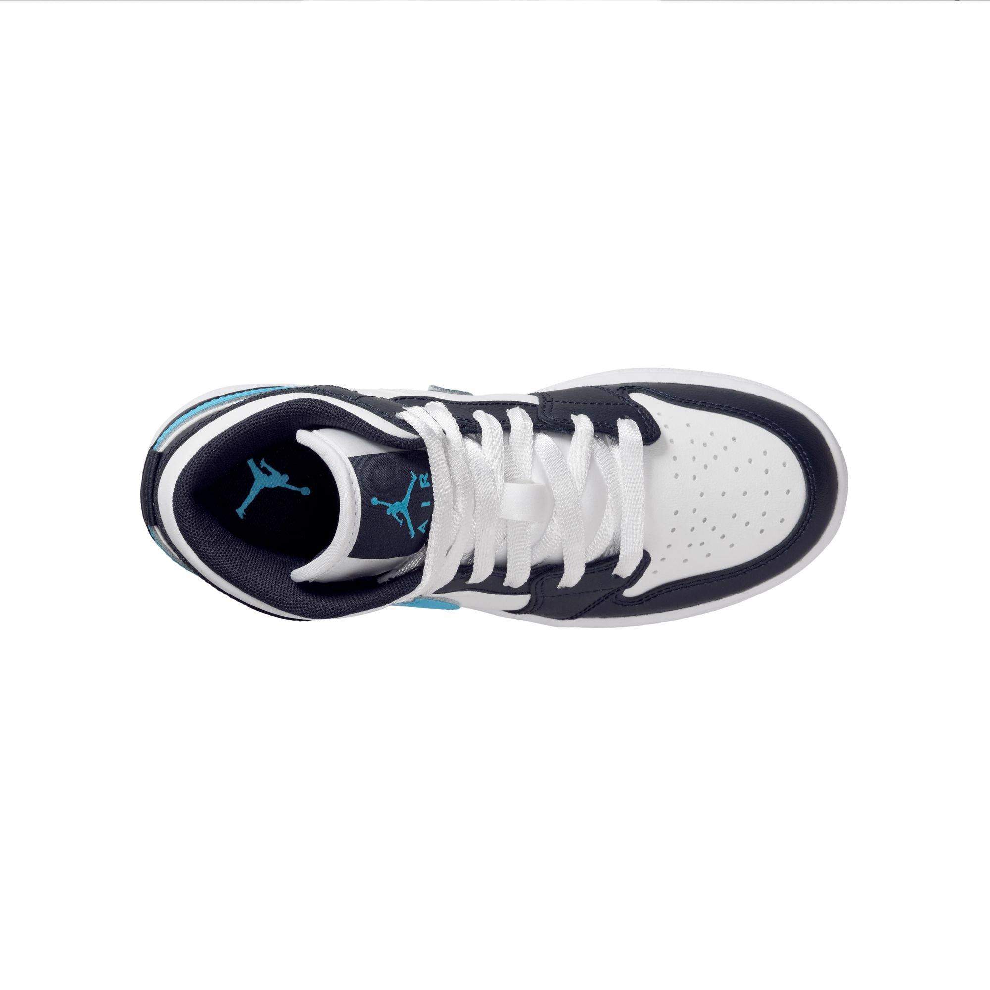 Jordan 1 Mid "Obsidian/Dk Powder Blue/White" Grade School Boys' Shoe - BLUE/WHITE Thumbnail View 8