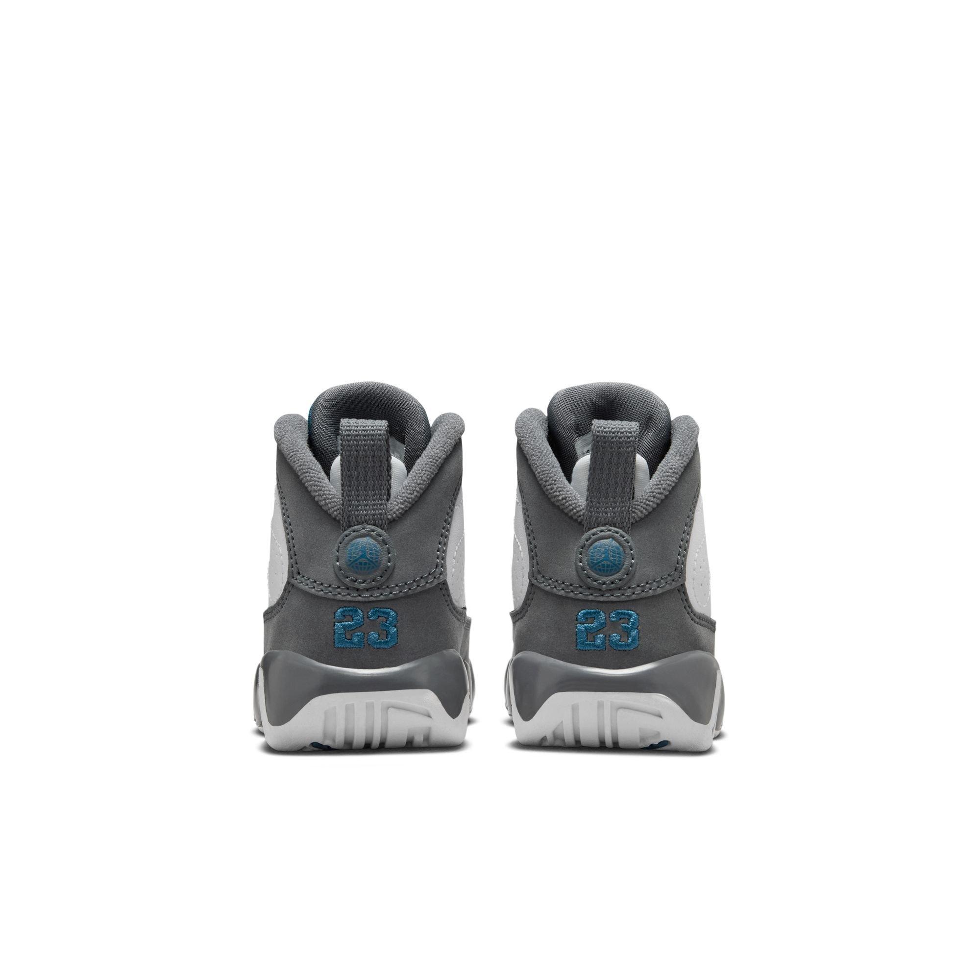 Jordan 9 Retro "Flint Grey" Toddler Kids' Shoe - WHITE/FRENCH BLUE/FLINT GREY Thumbnail View 8