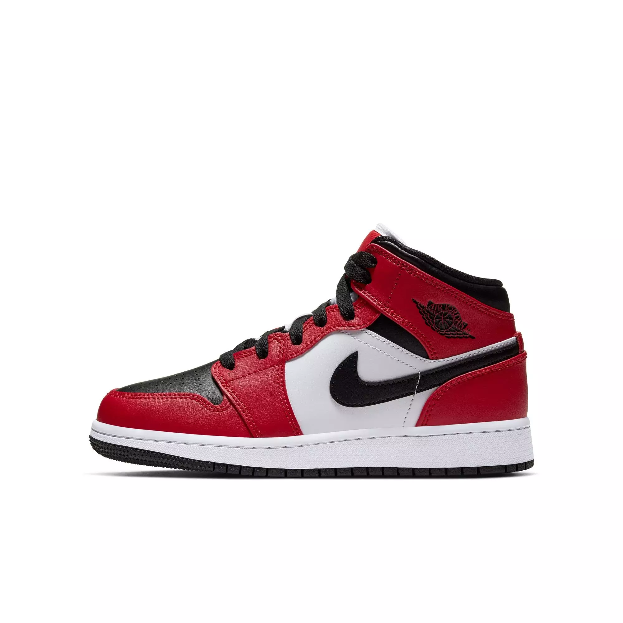 Jordan 1 Mid "Black/Gym Red" Grade School Boys' Shoe - BLACK/RED/WHITE