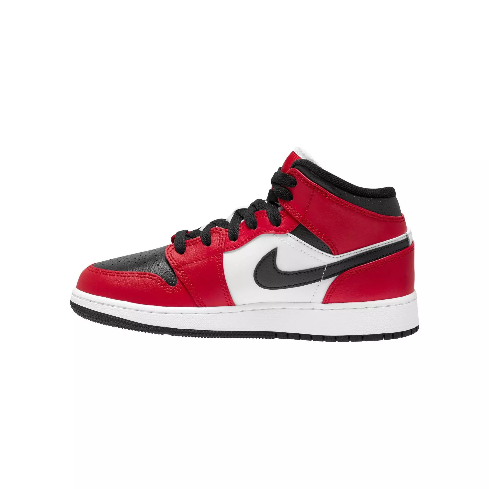 Jordan 1 Mid "Black/Gym Red" Grade School Boys' Shoe - BLACK/RED/WHITE