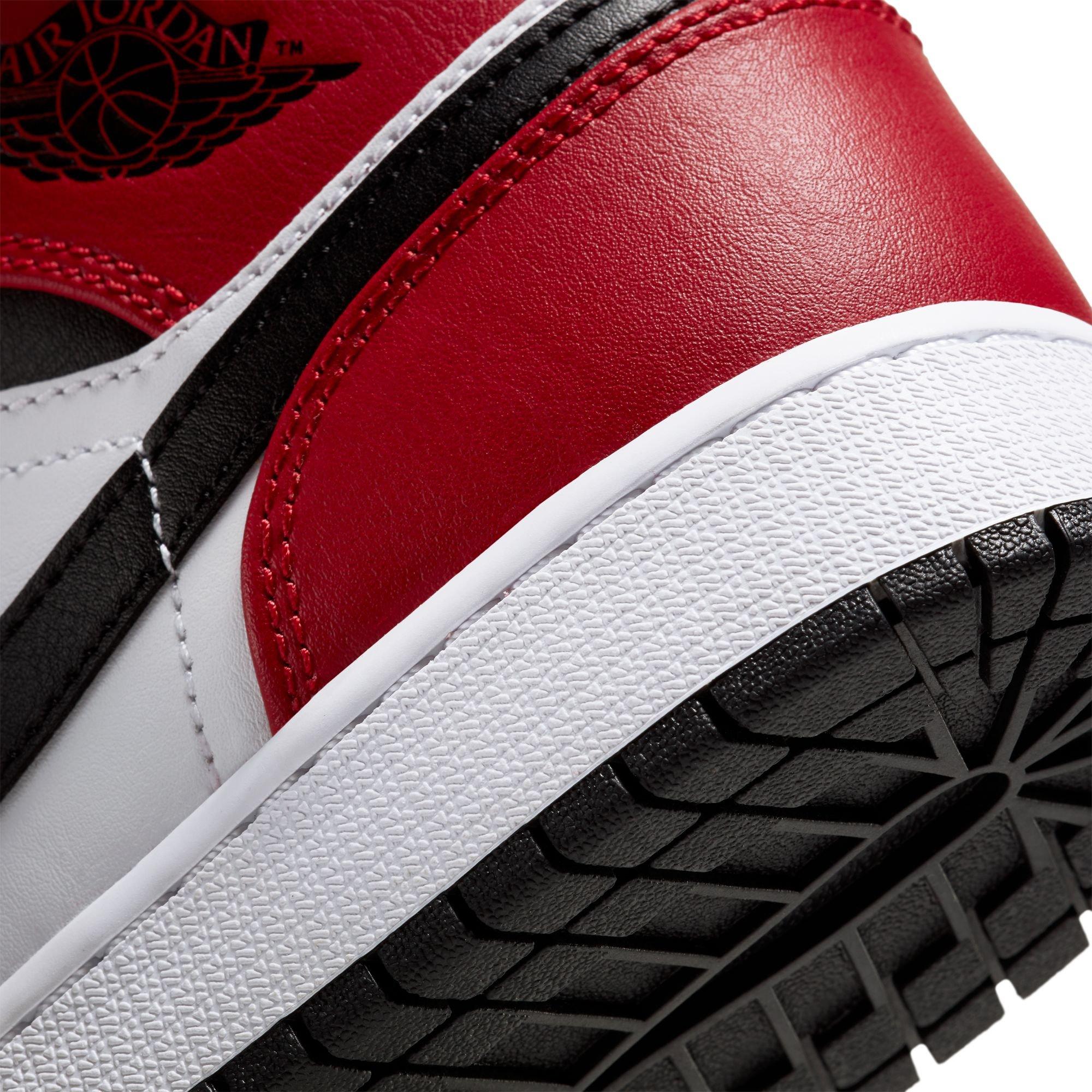 Jordan 1 Mid Grade School Boys' "Black/Gym Red" Shoe
