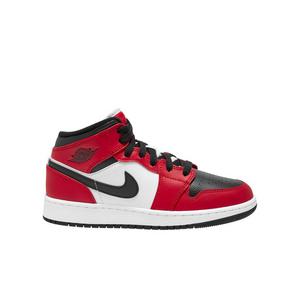 Jordan 1 Mid "Black/Gym Red" Grade School Boys' Shoe