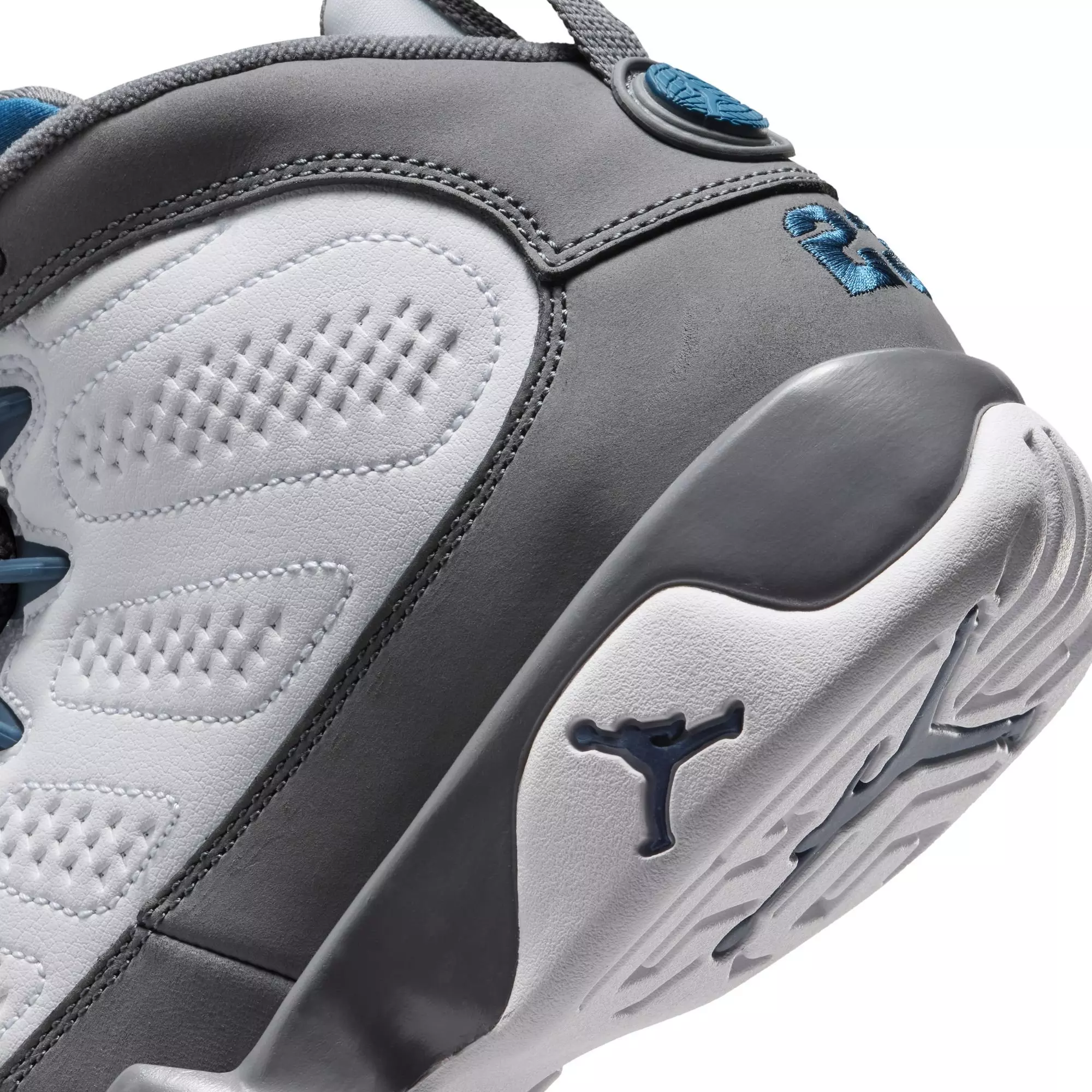 Jordan 9 Retro "Flint Grey" Grade School Kids' Shoe - WHITE/FRENCH BLUE/FLINT GREY